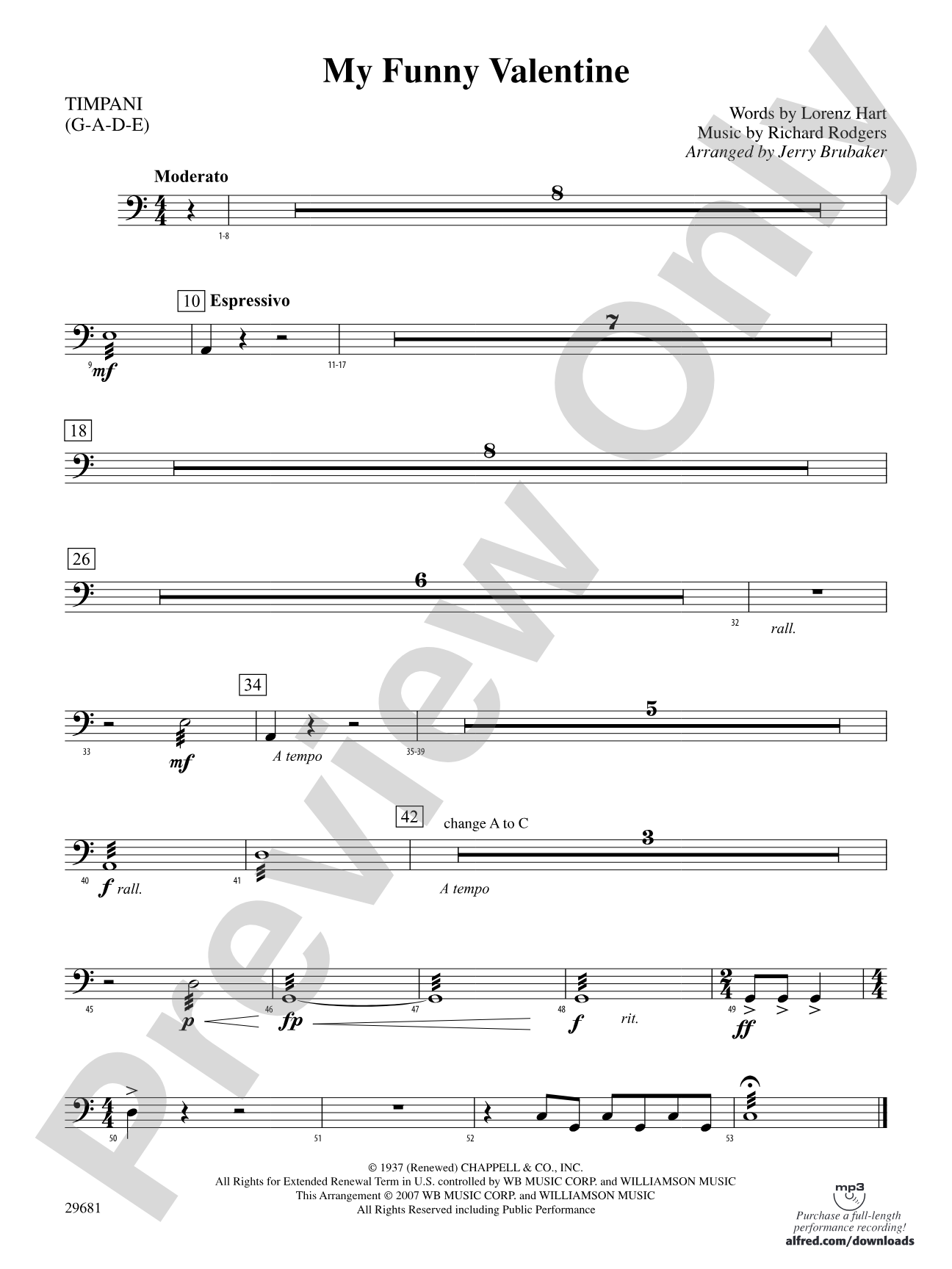 My Funny Valentine: Timpani