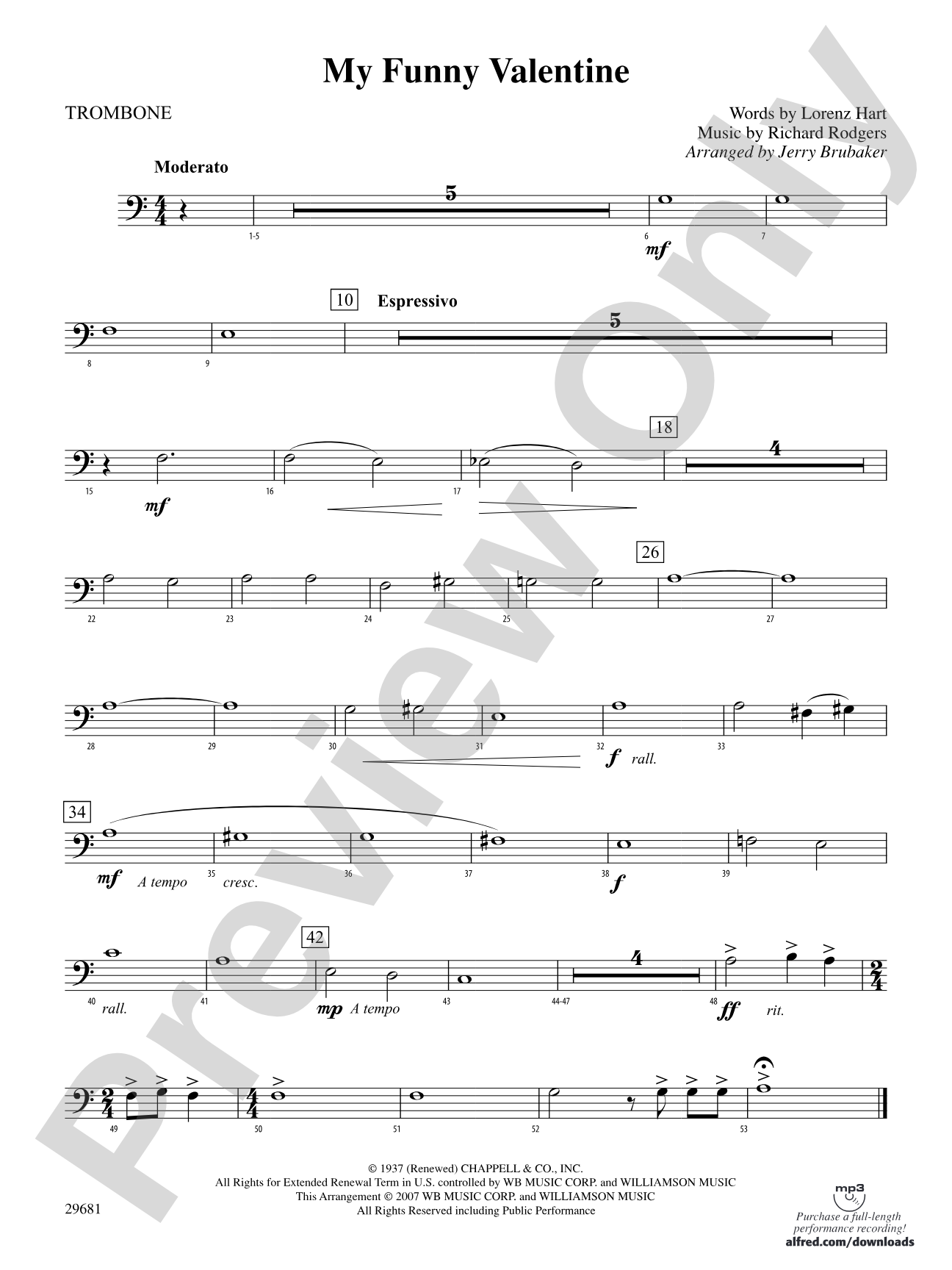 My Funny Valentine: 1st Trombone