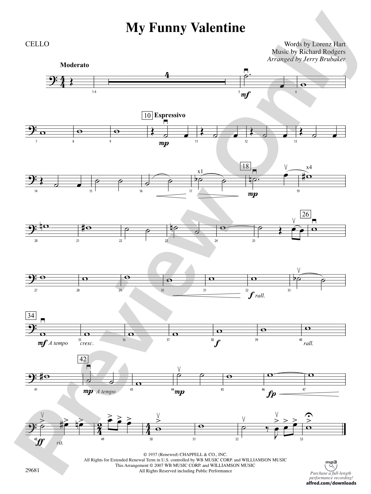 My Funny Valentine: Cello