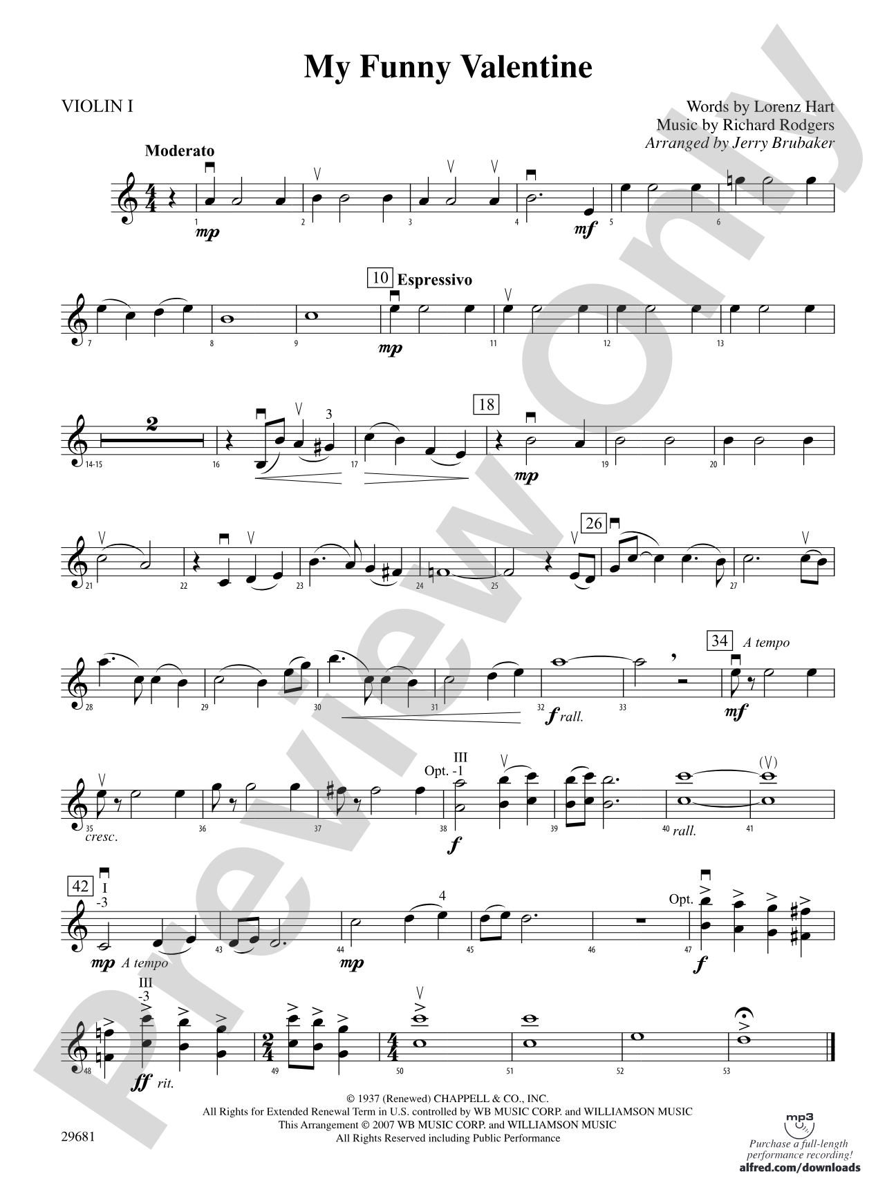 My Funny Valentine: 1st Violin