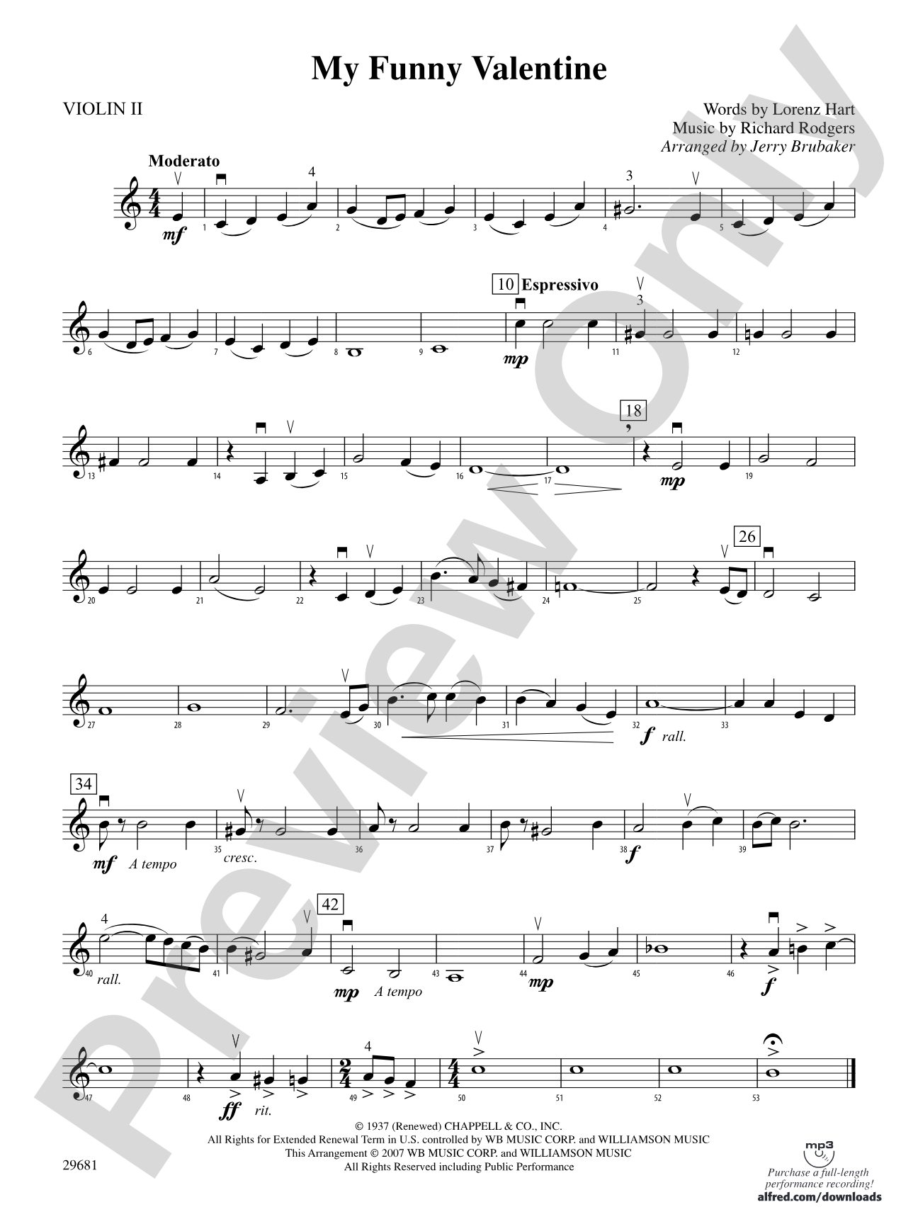 My Funny Valentine: 2nd Violin
