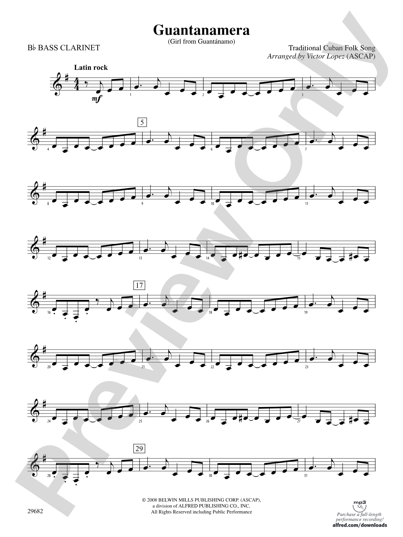Guantanamera: B-flat Bass Clarinet