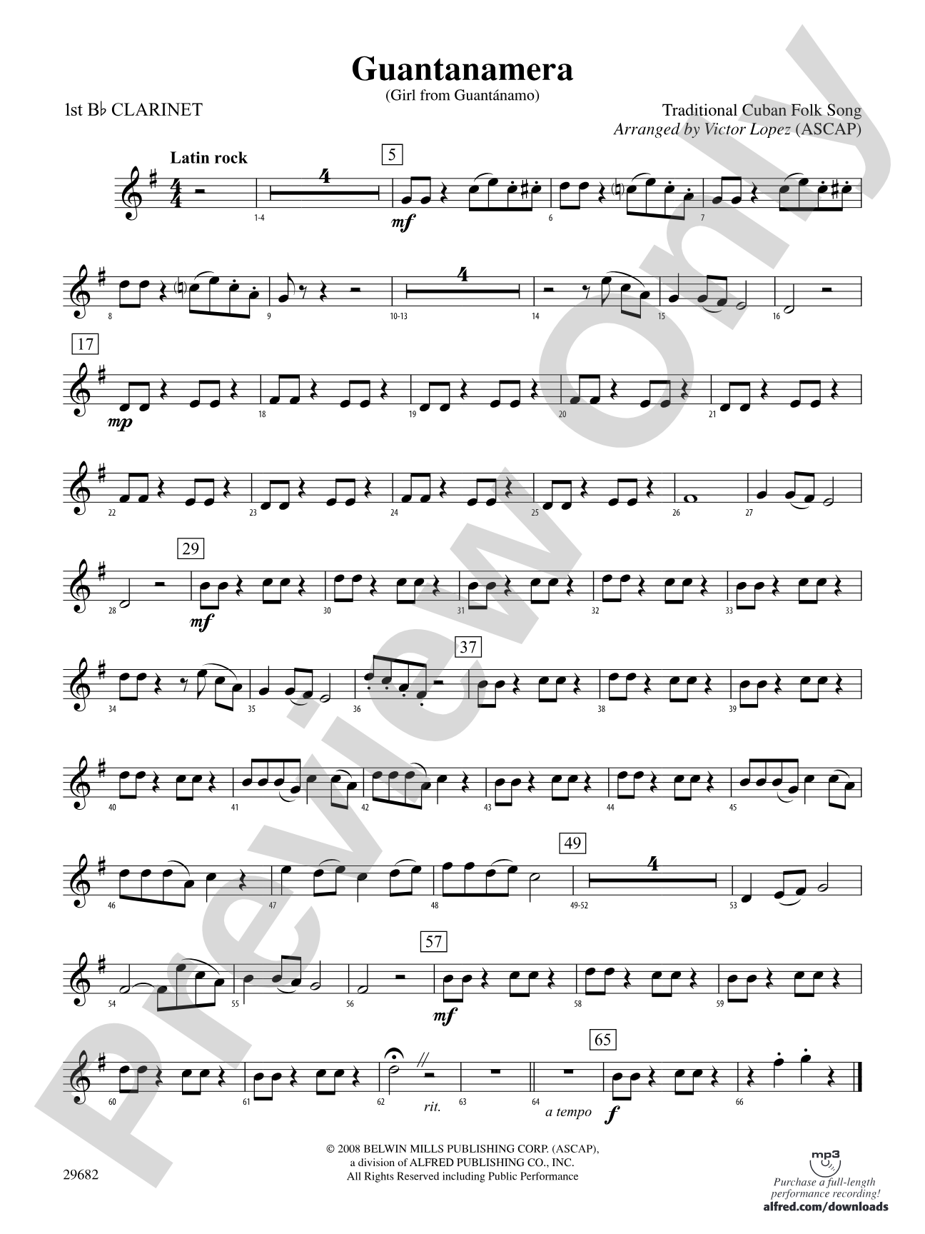 Guantanamera: 1st B-flat Clarinet