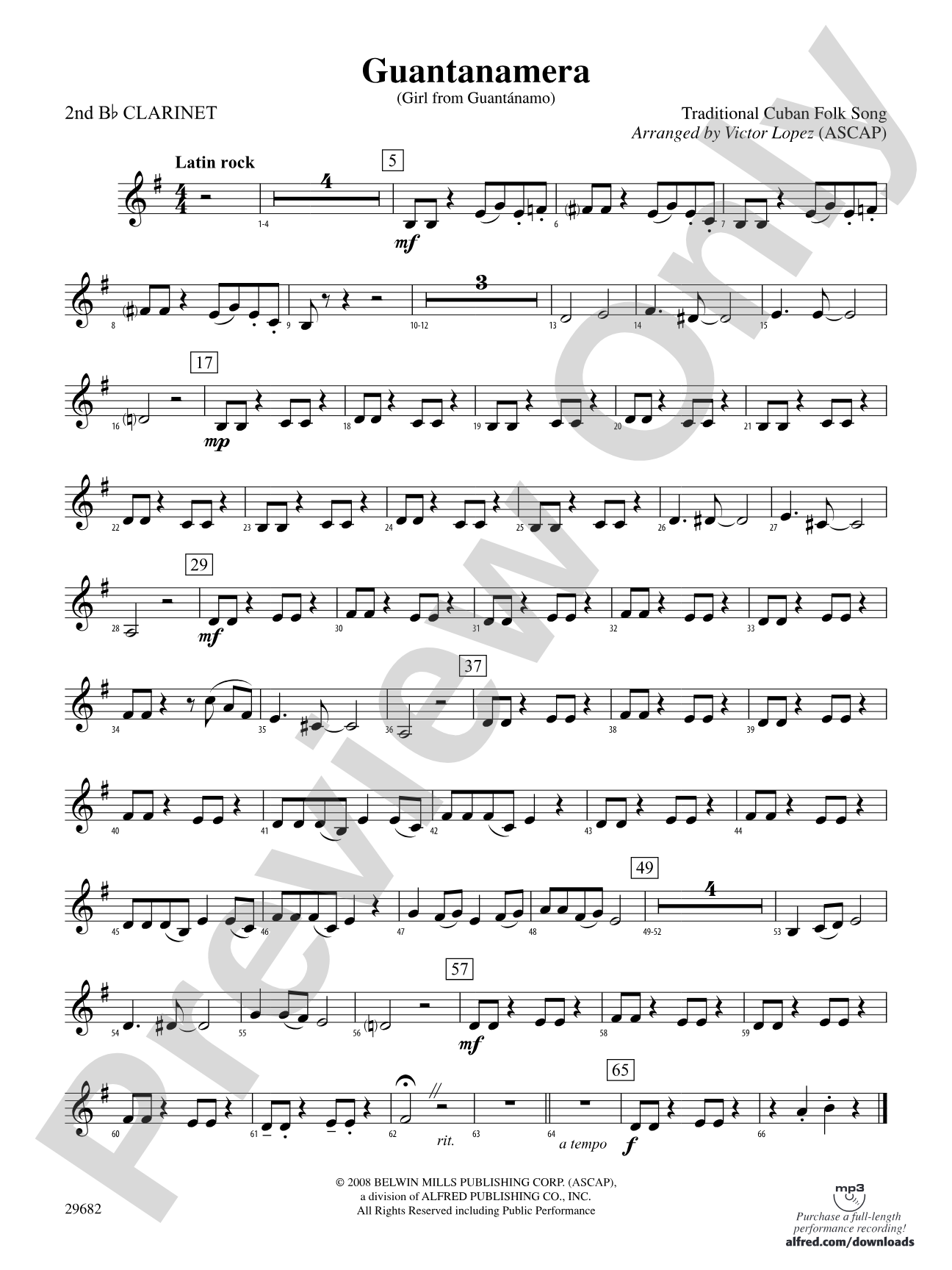 Guantanamera: 2nd B-flat Clarinet