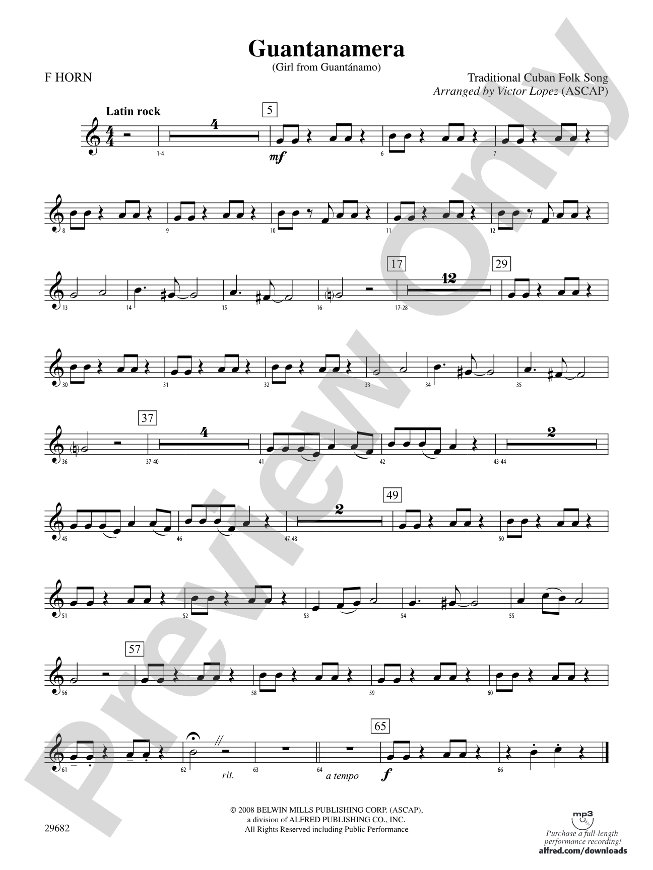 Guantanamera: 1st F Horn