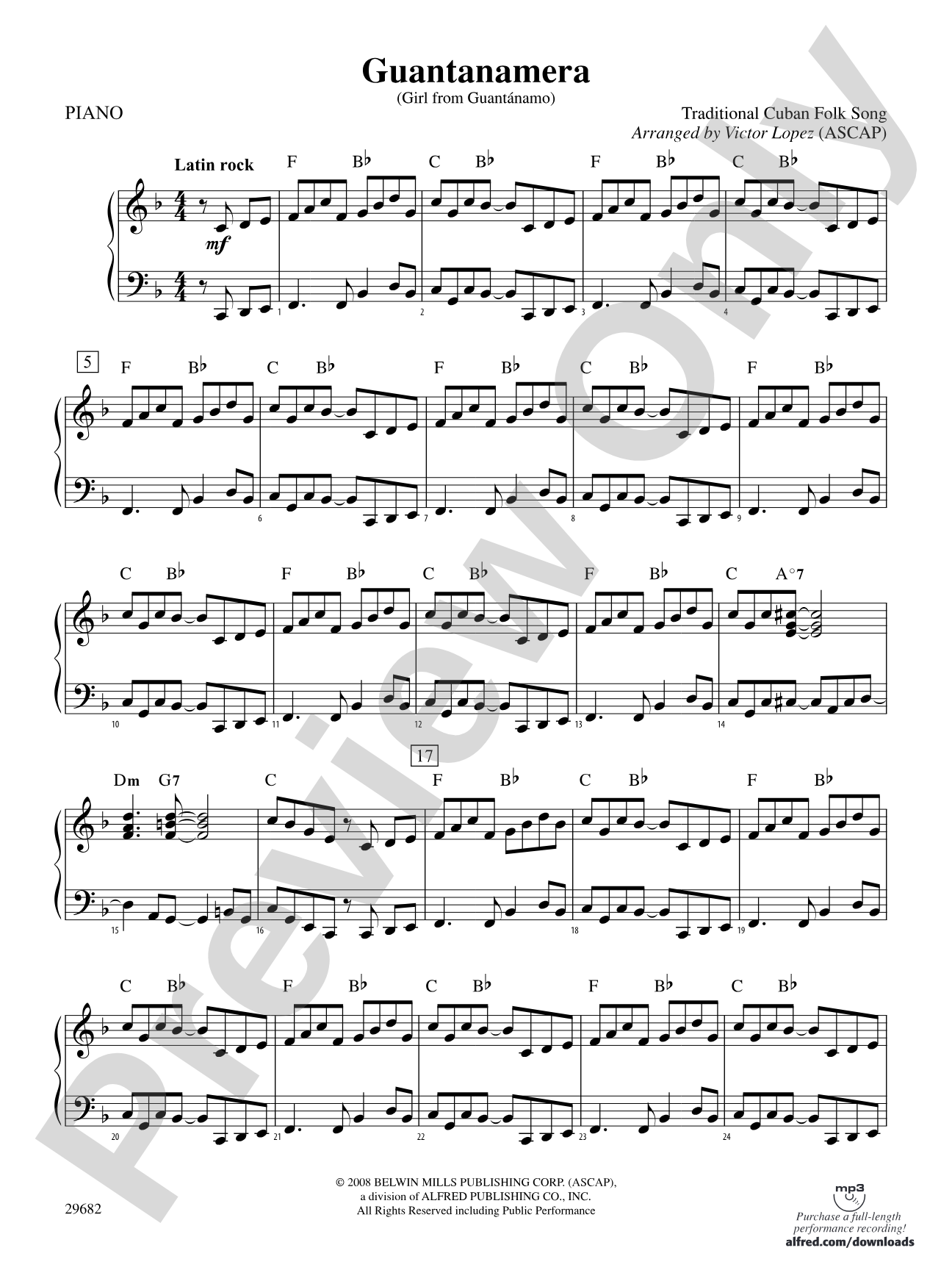 Guantanamera: Piano Accompaniment