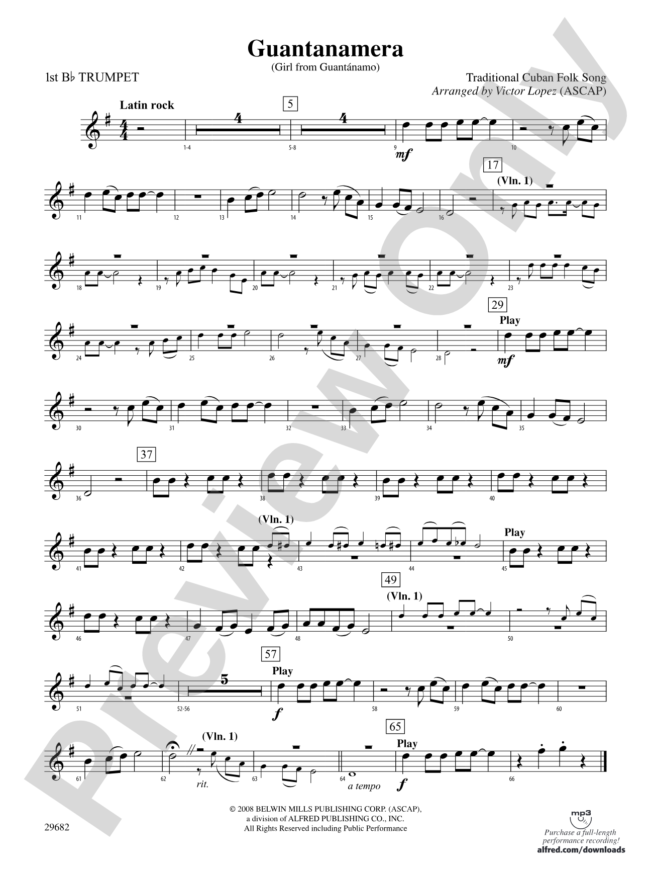 Guantanamera: 1st B-flat Trumpet