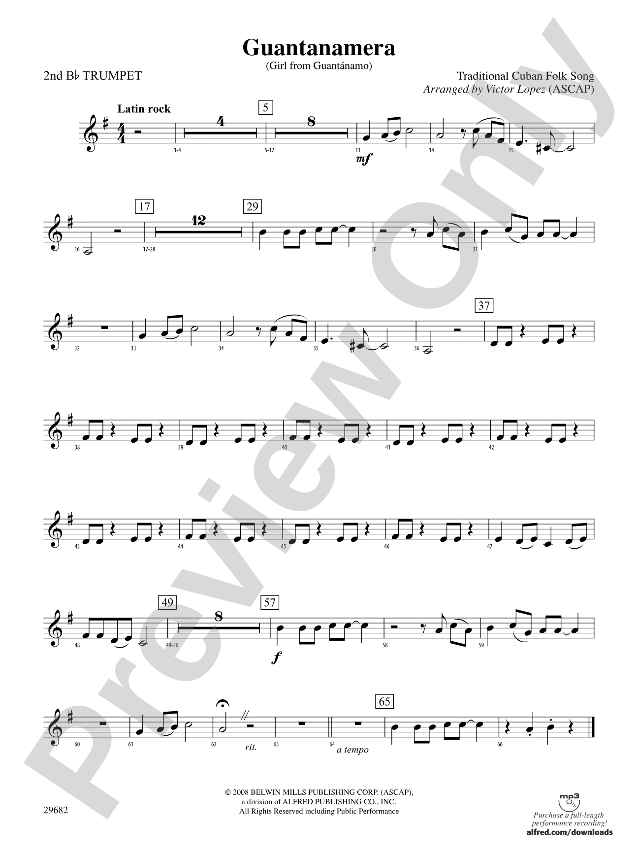 Guantanamera: 2nd B-flat Trumpet