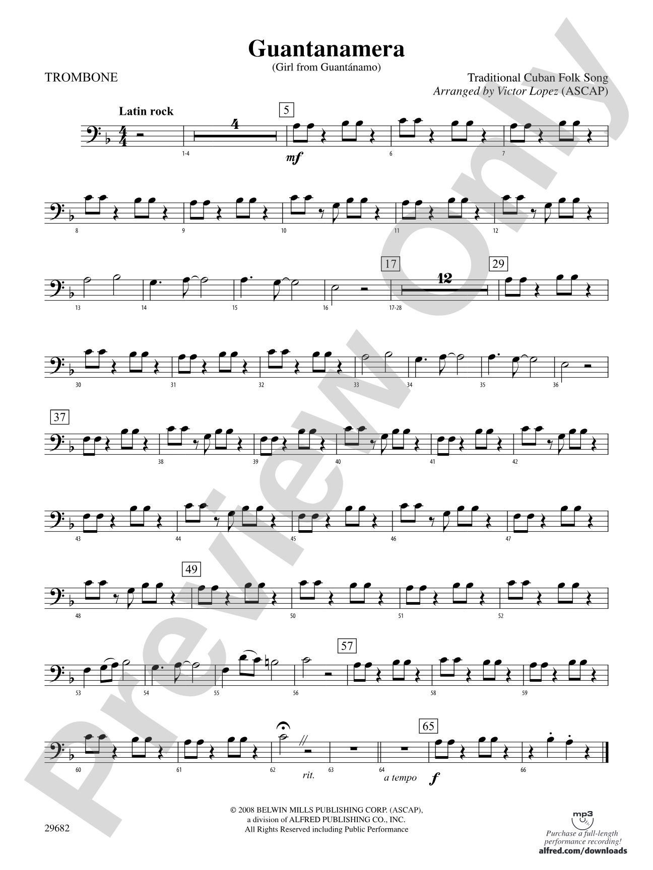 Guantanamera: 1st Trombone