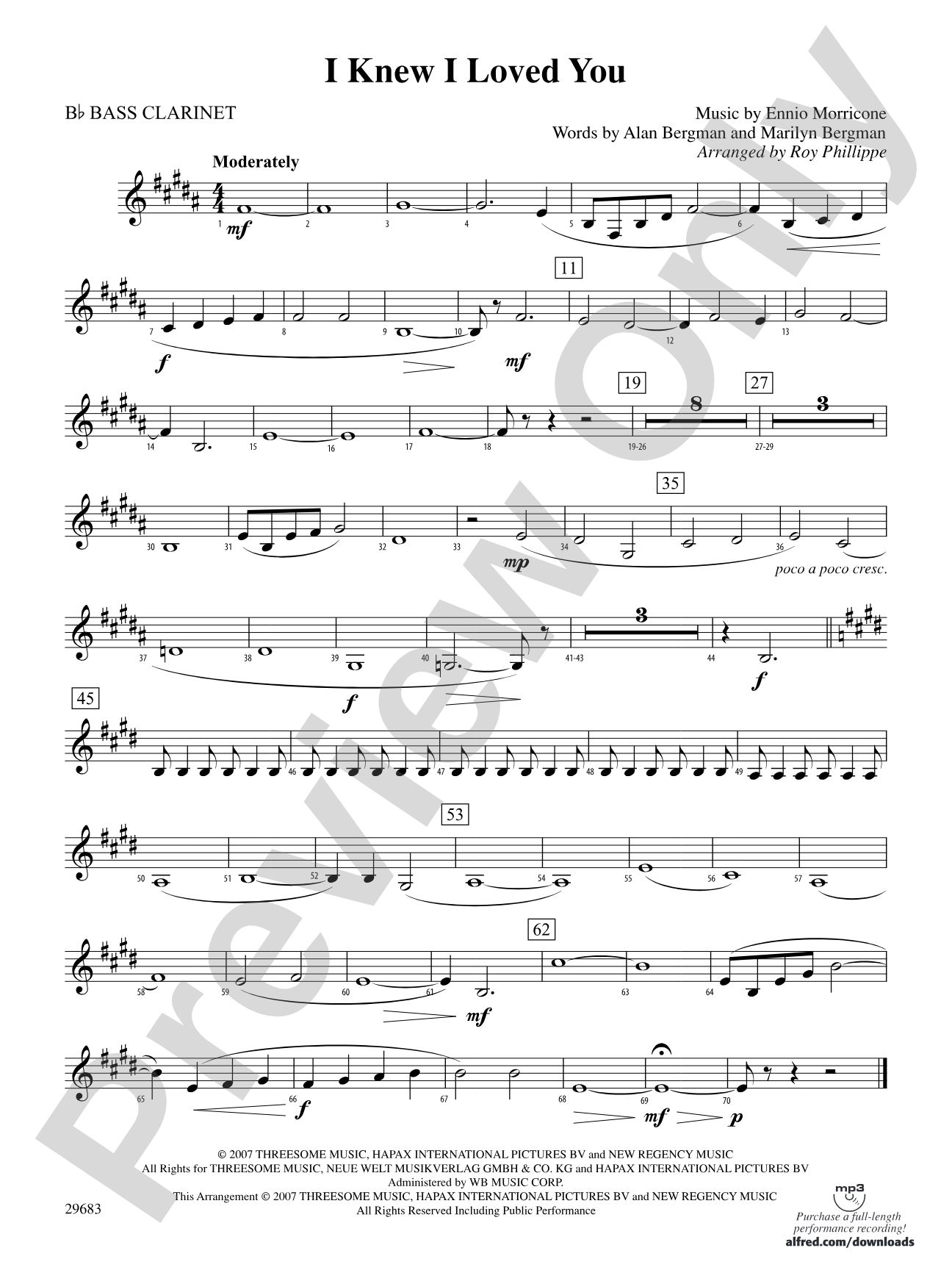 I Knew I Loved You: B-flat Bass Clarinet