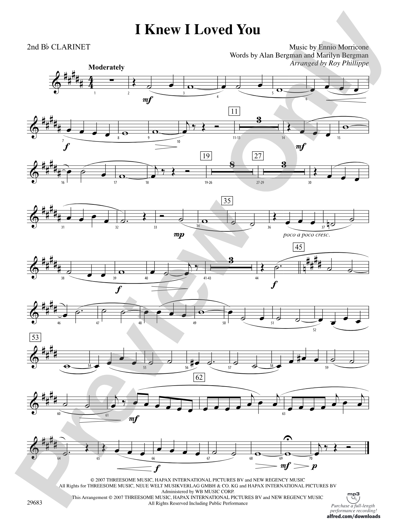 I Knew I Loved You: 2nd B-flat Clarinet