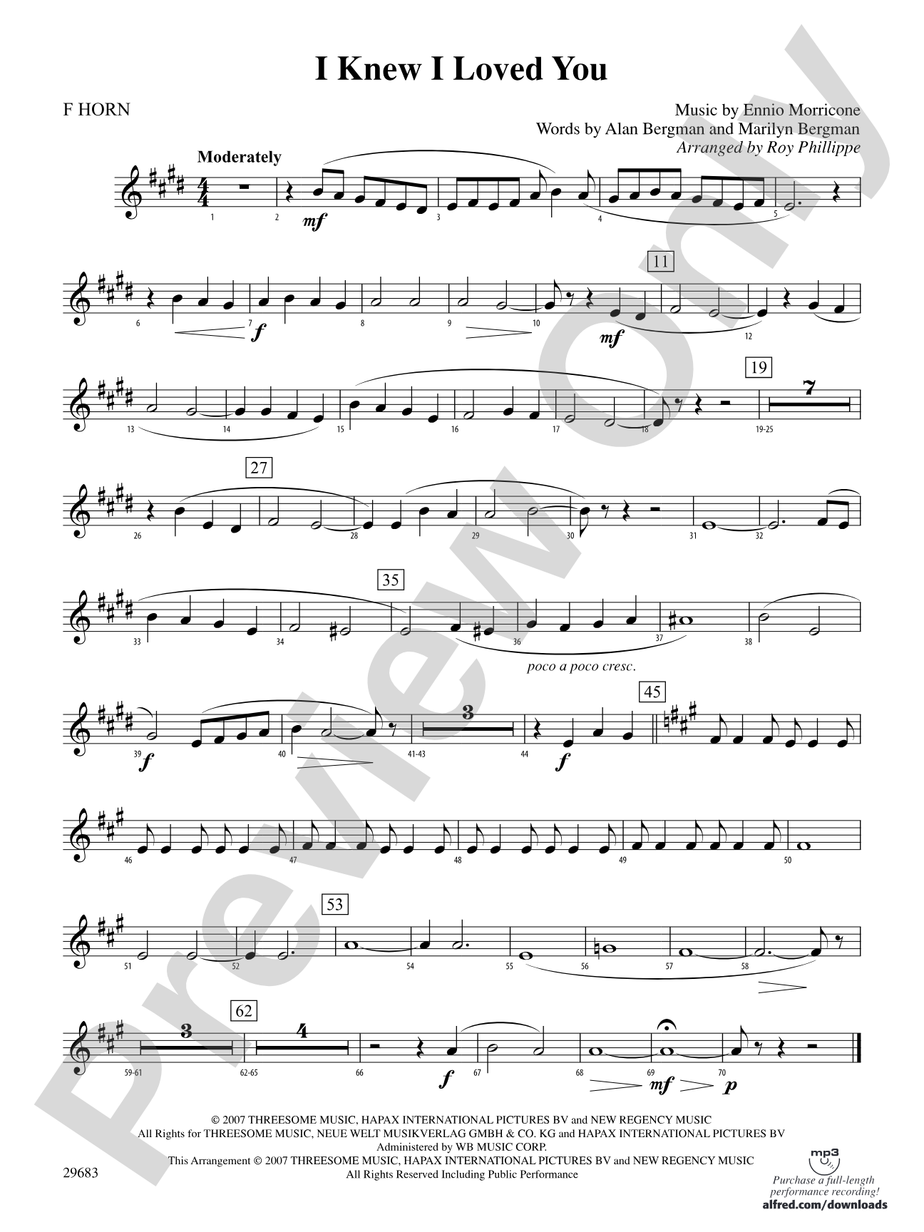 I Knew I Loved You: 1st F Horn