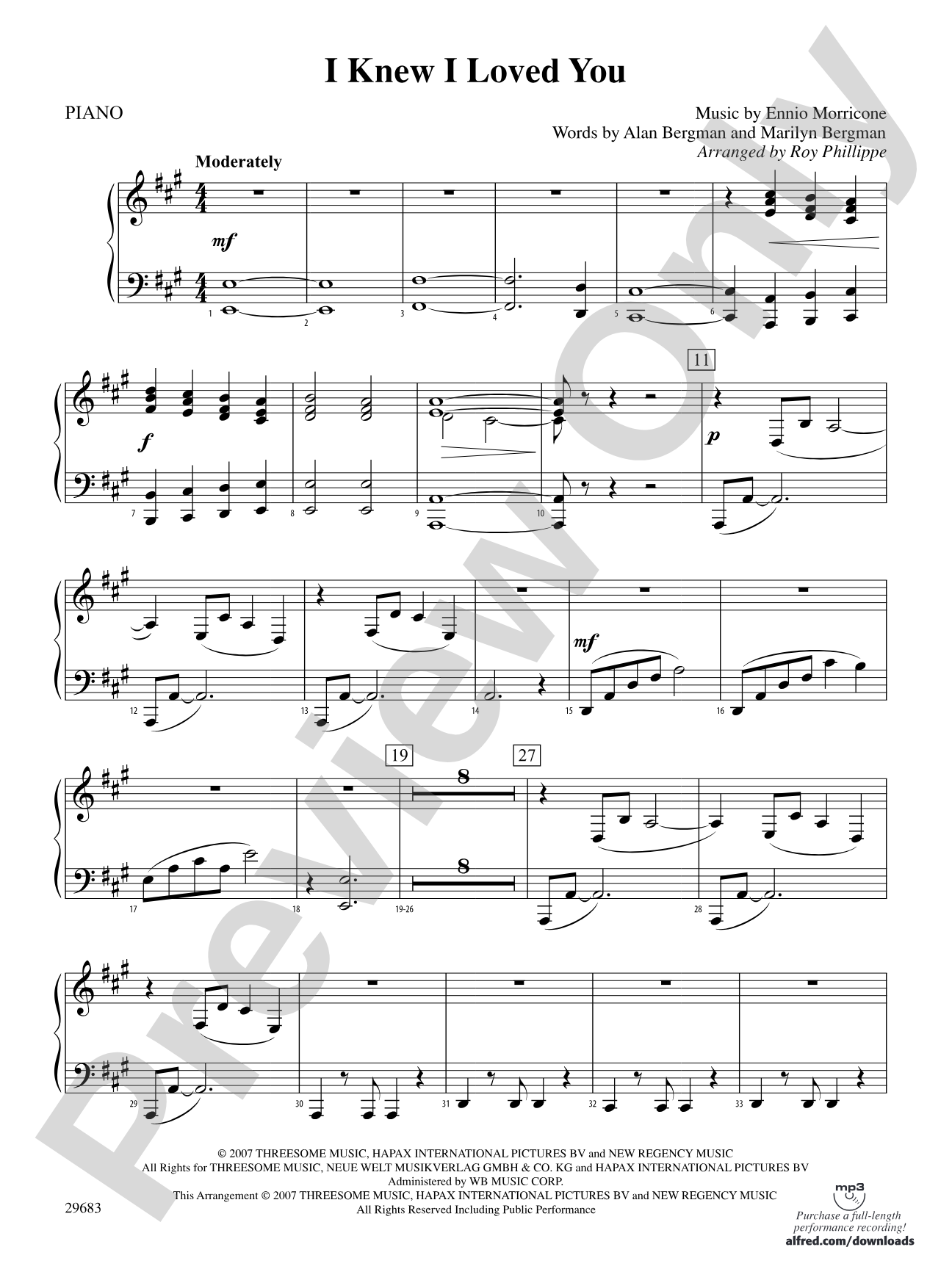 I Knew I Loved You: Piano Accompaniment