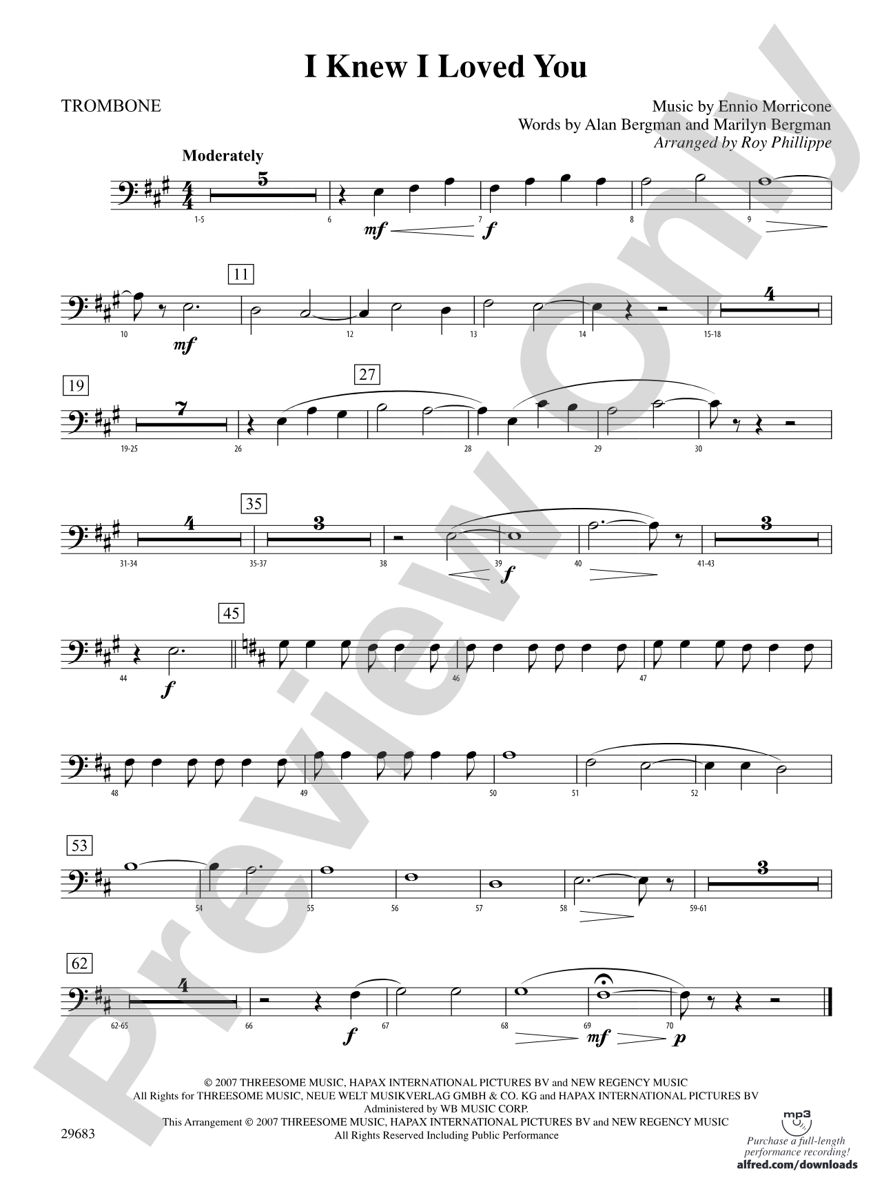 I Knew I Loved You: 1st Trombone