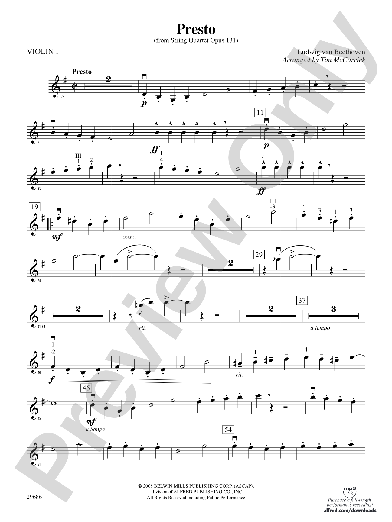 Presto: 1st Violin