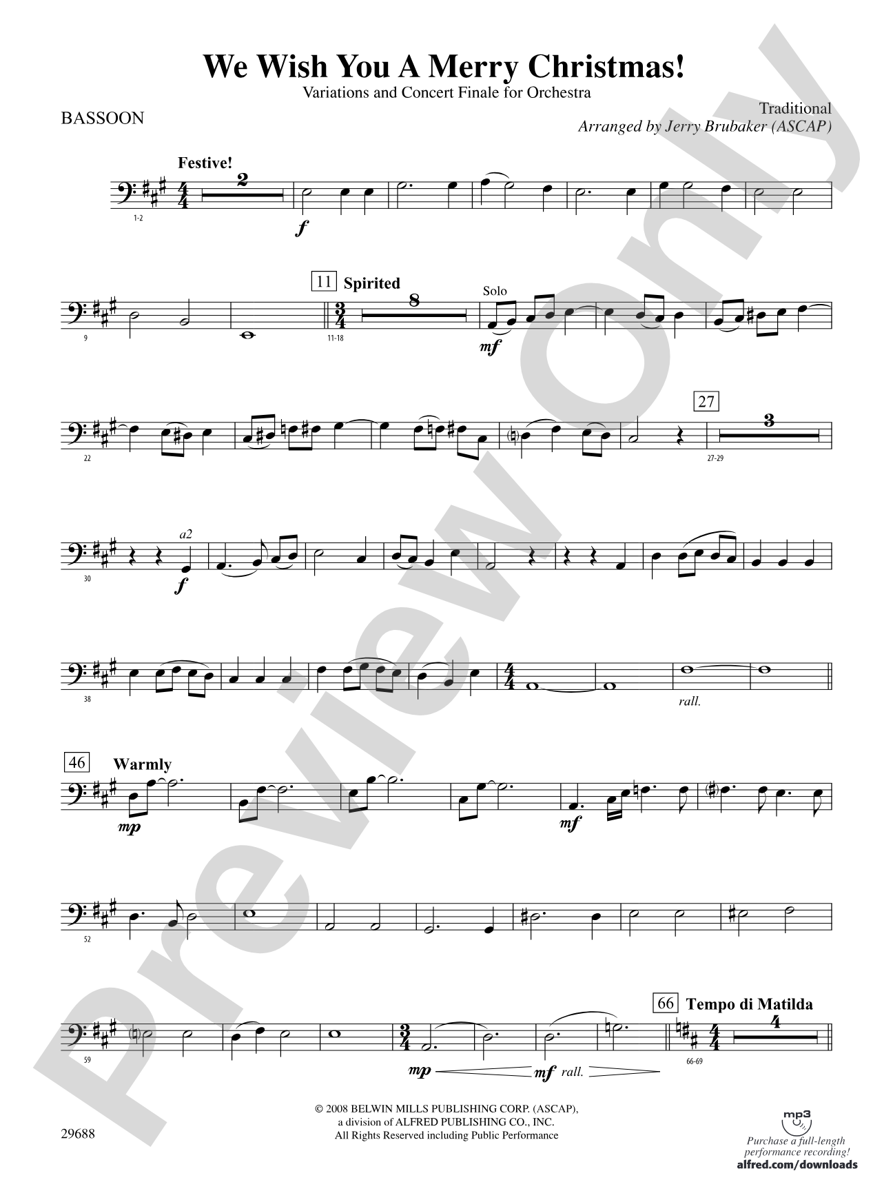 We Wish You a Merry Christmas: Bassoon