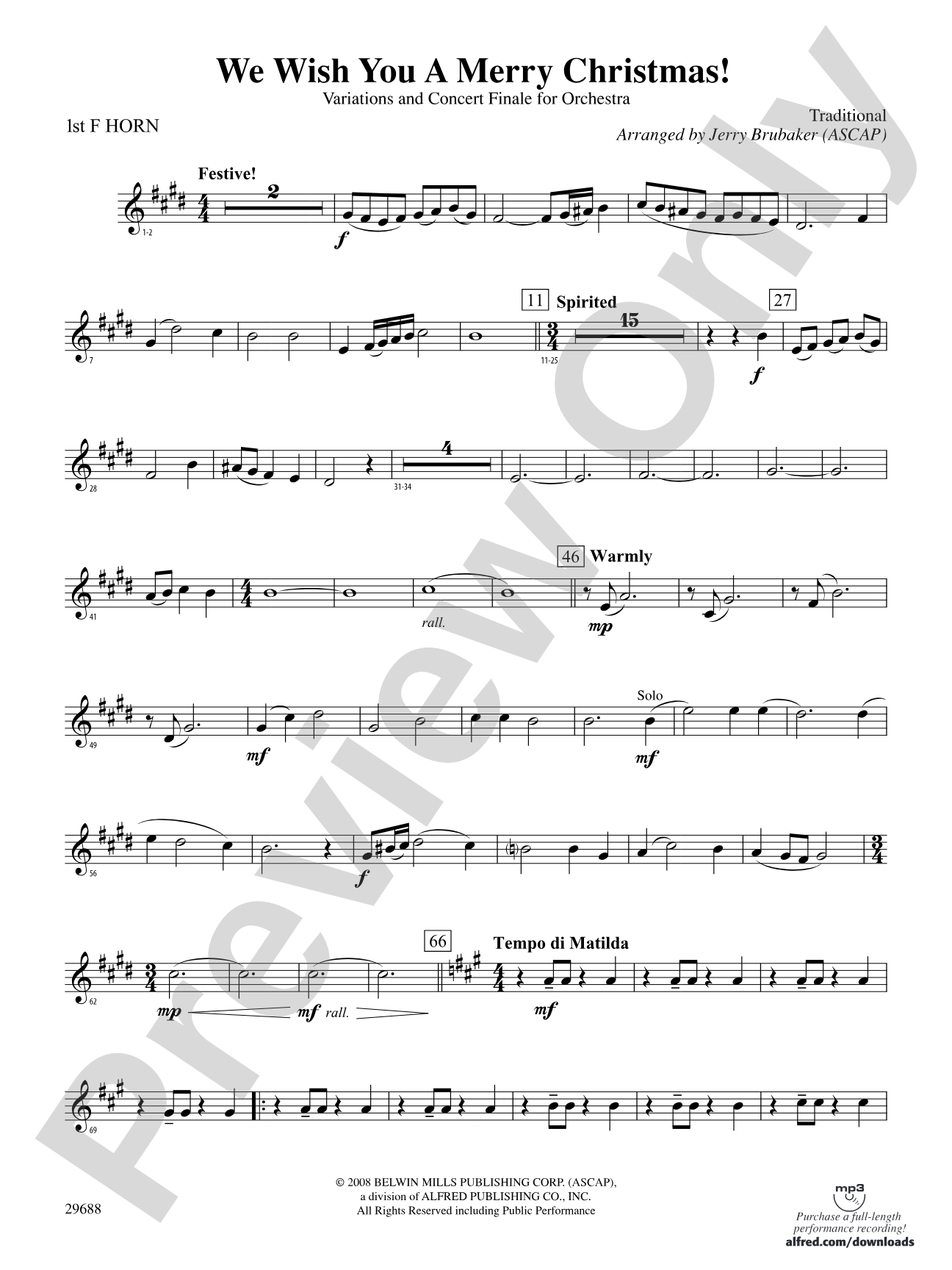 We Wish You a Merry Christmas: 1st F Horn