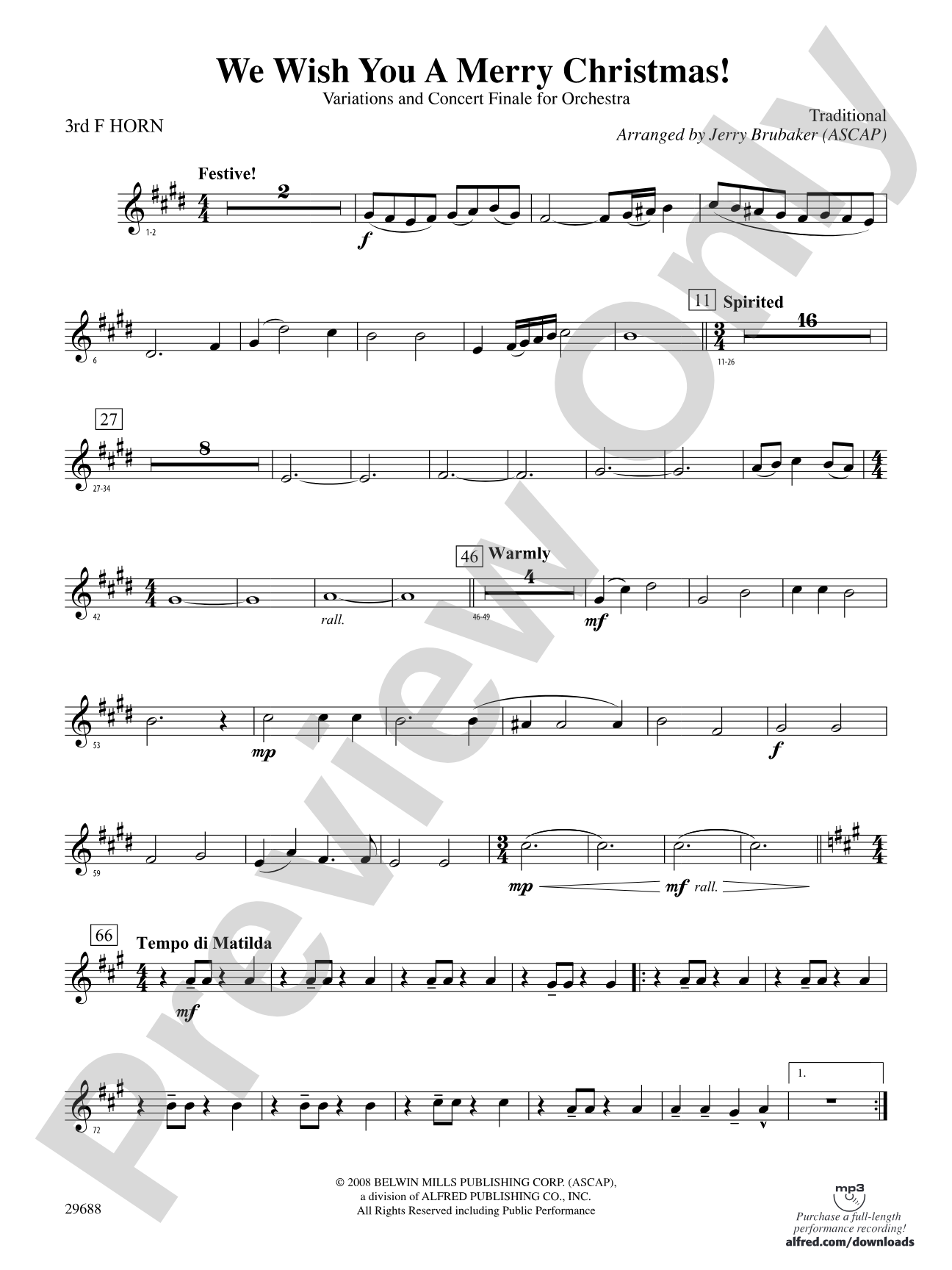 We Wish You a Merry Christmas: 3rd F Horn