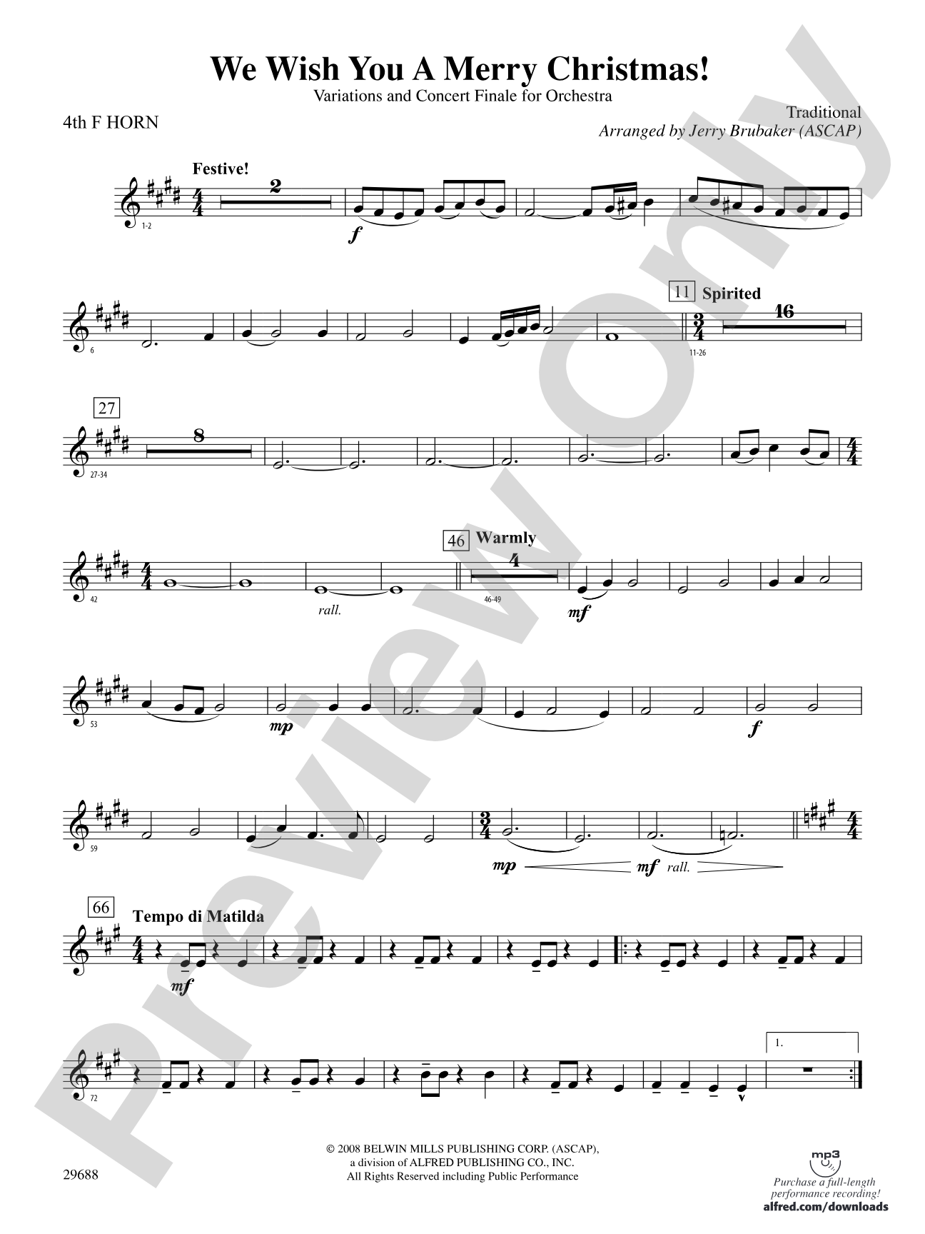 We Wish You a Merry Christmas: 4th F Horn