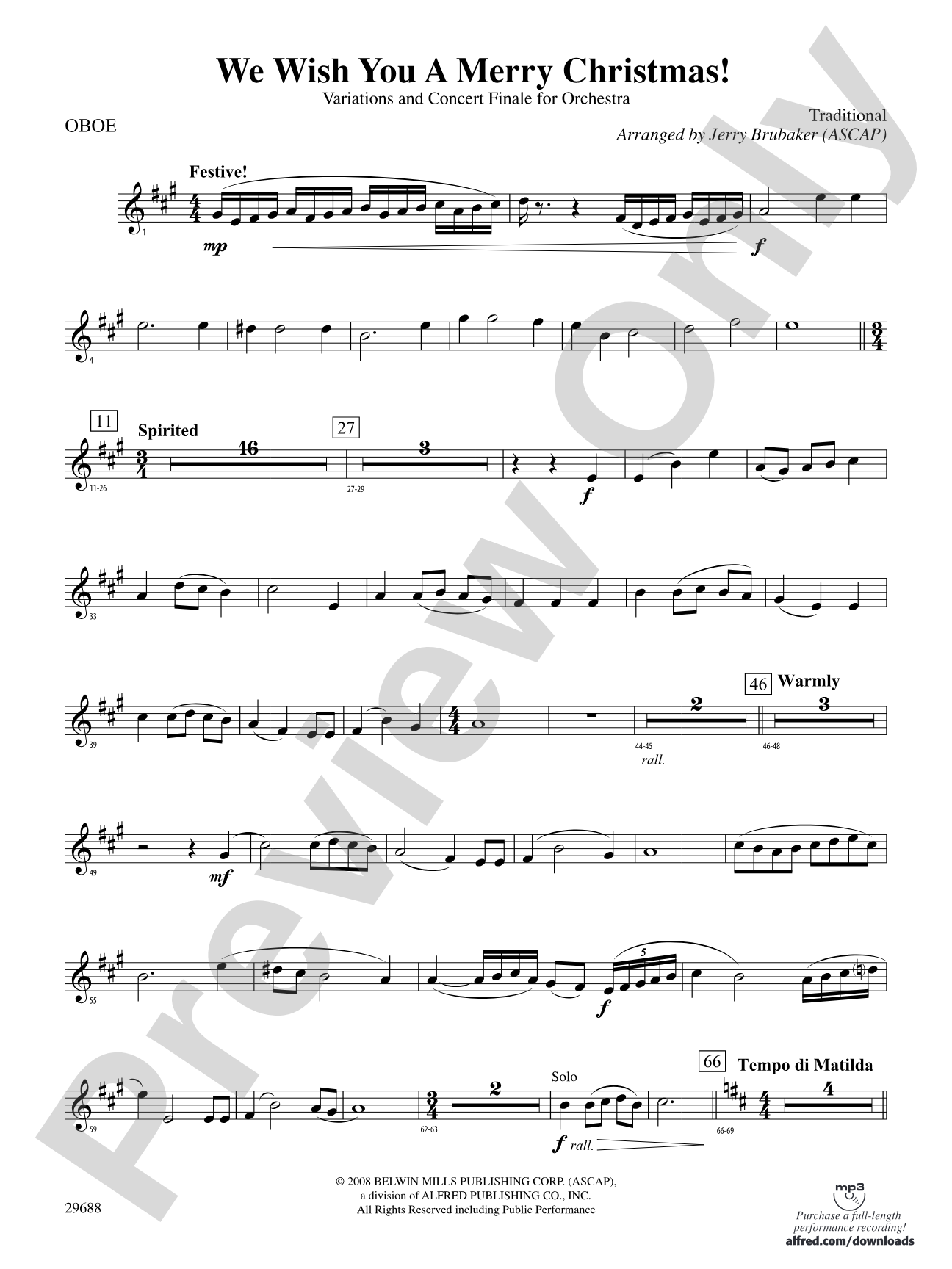 We Wish You a Merry Christmas: Oboe