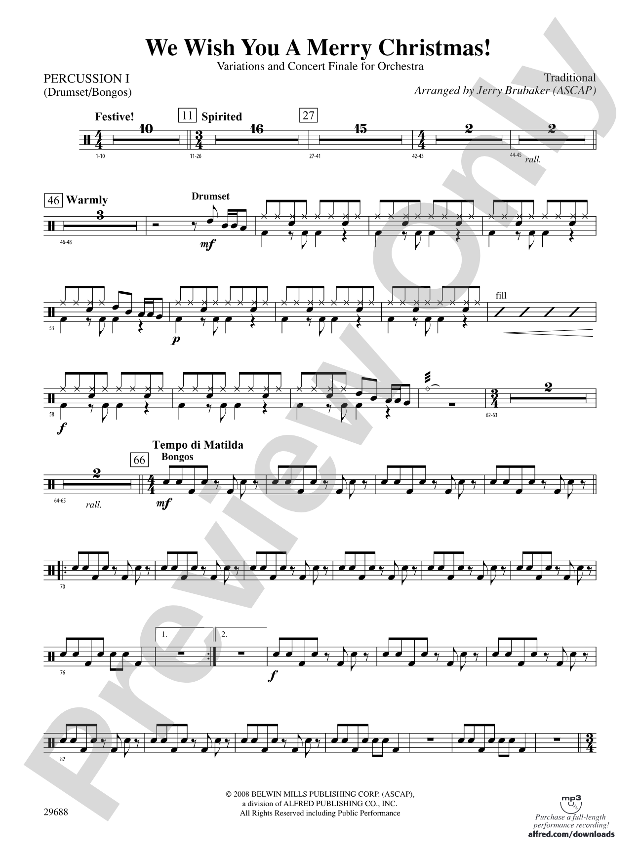 We Wish You a Merry Christmas: 1st Percussion