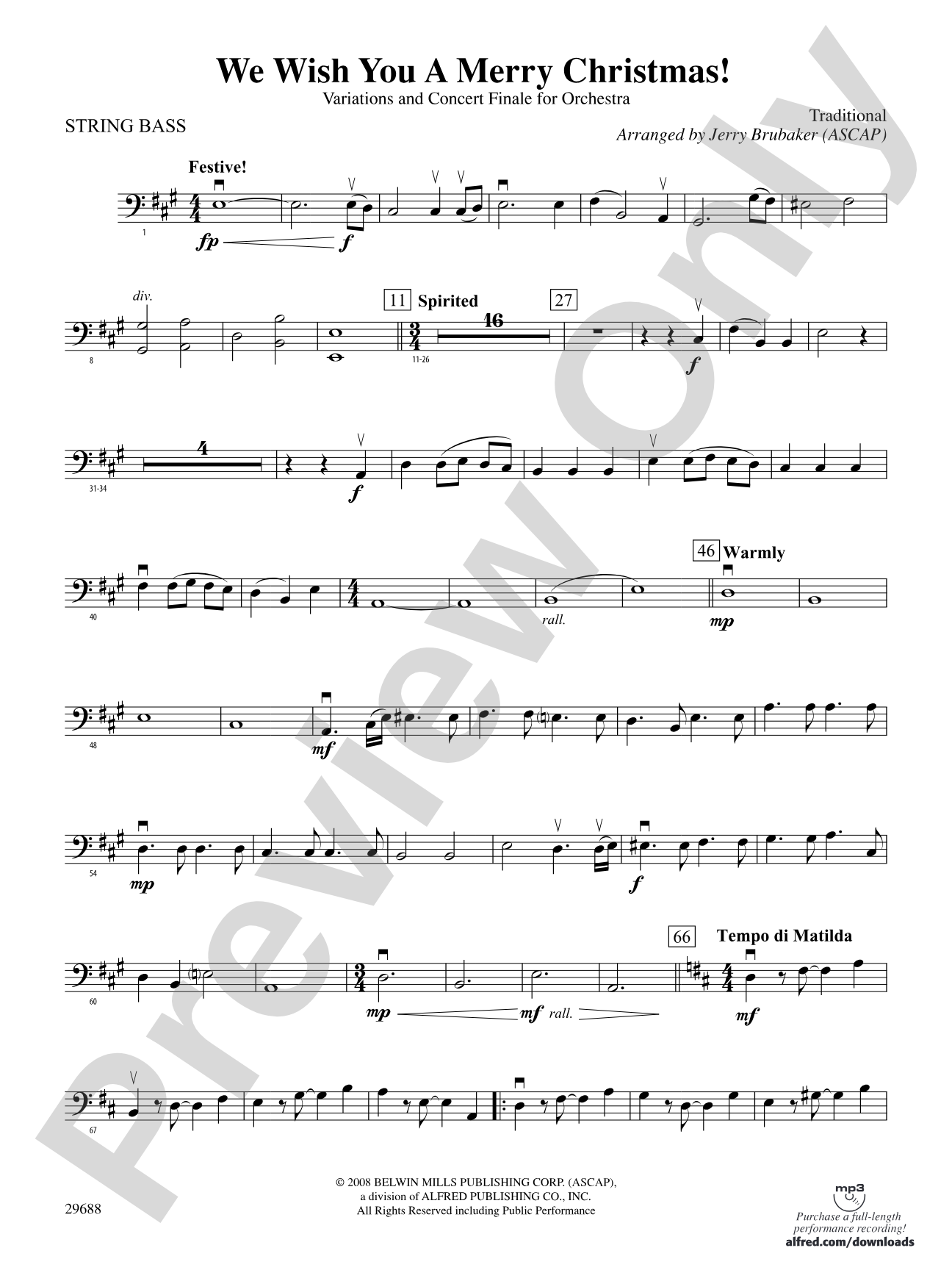We Wish You a Merry Christmas: String Bass