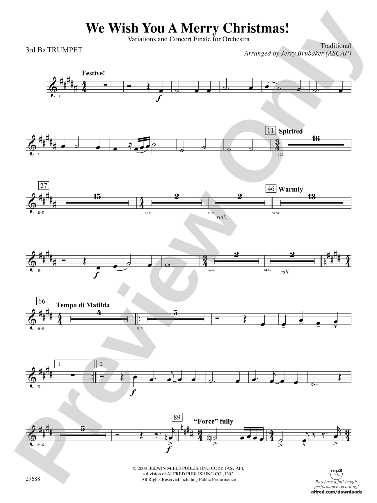 We Wish You a Merry Christmas: 3rd B-flat Trumpet