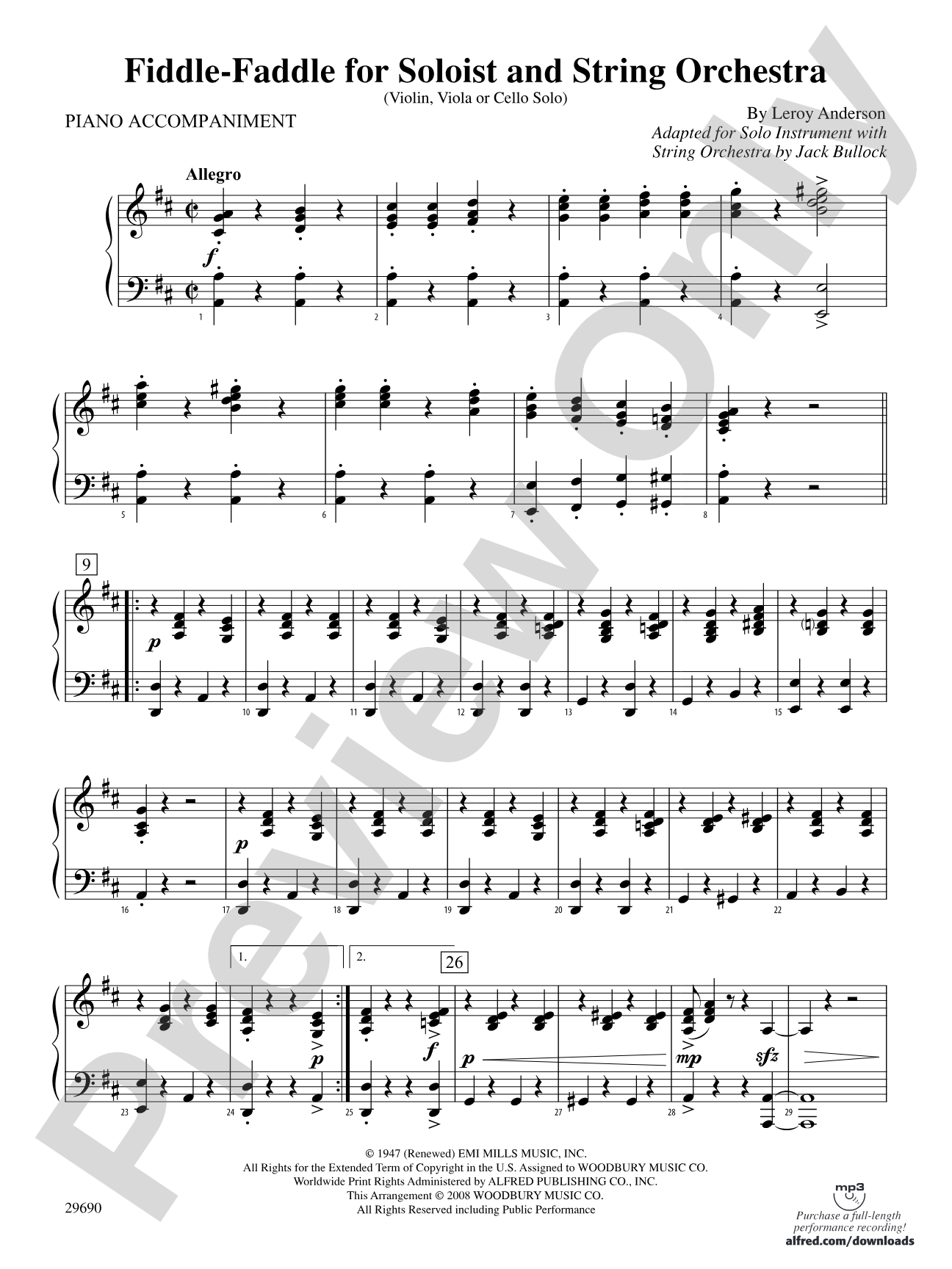 Fiddle-Faddle (for Soloist and String Orchestra): Piano Accompaniment