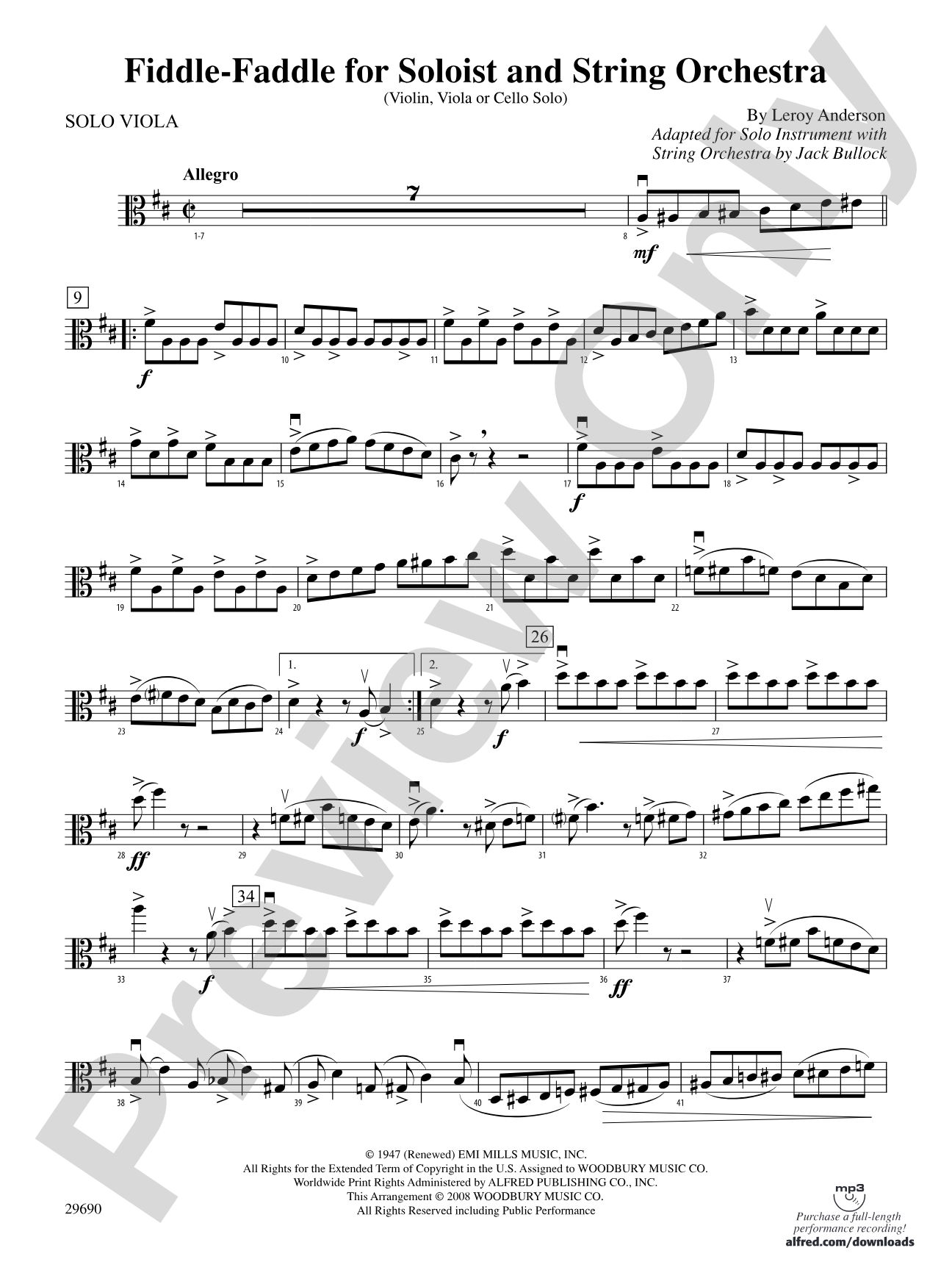 Fiddle-Faddle (for Soloist and String Orchestra): Solo Viola