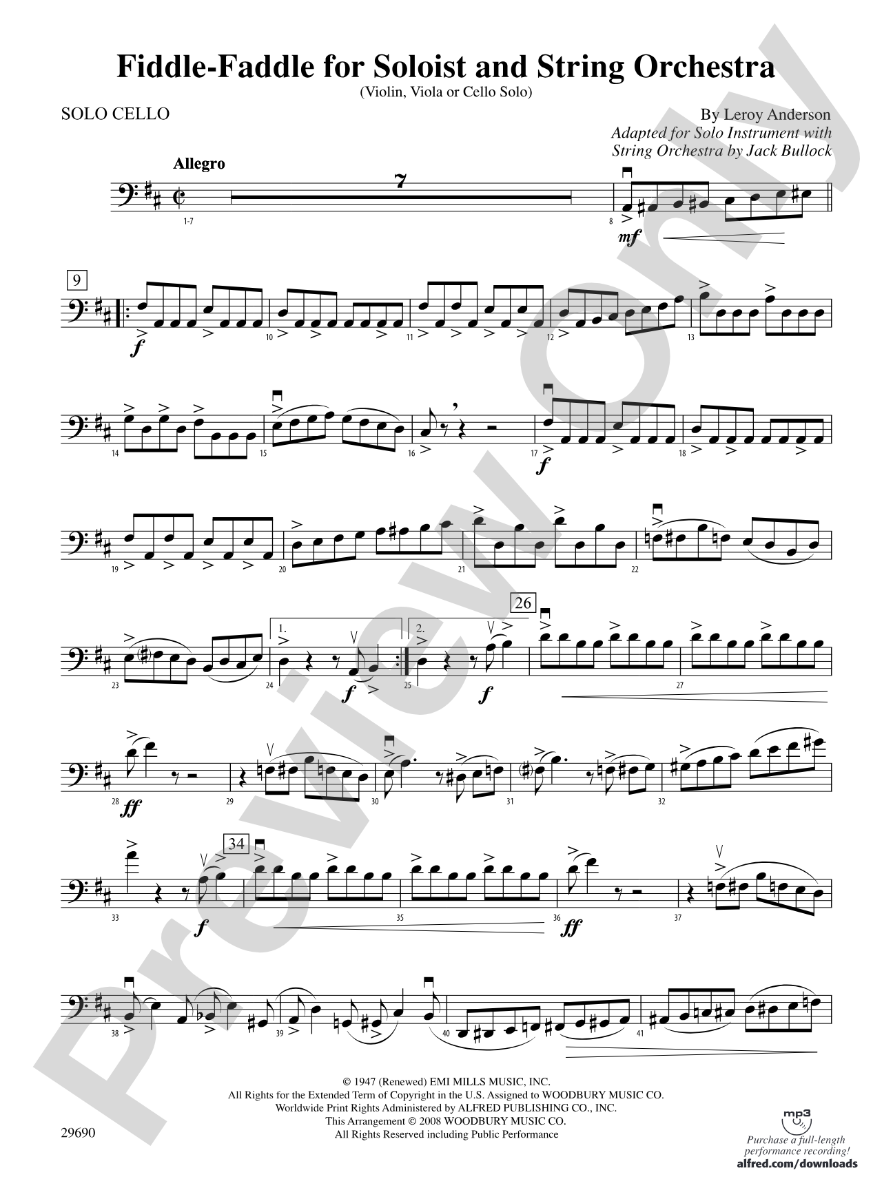 Fiddle-Faddle (for Soloist and String Orchestra): Solo Cello