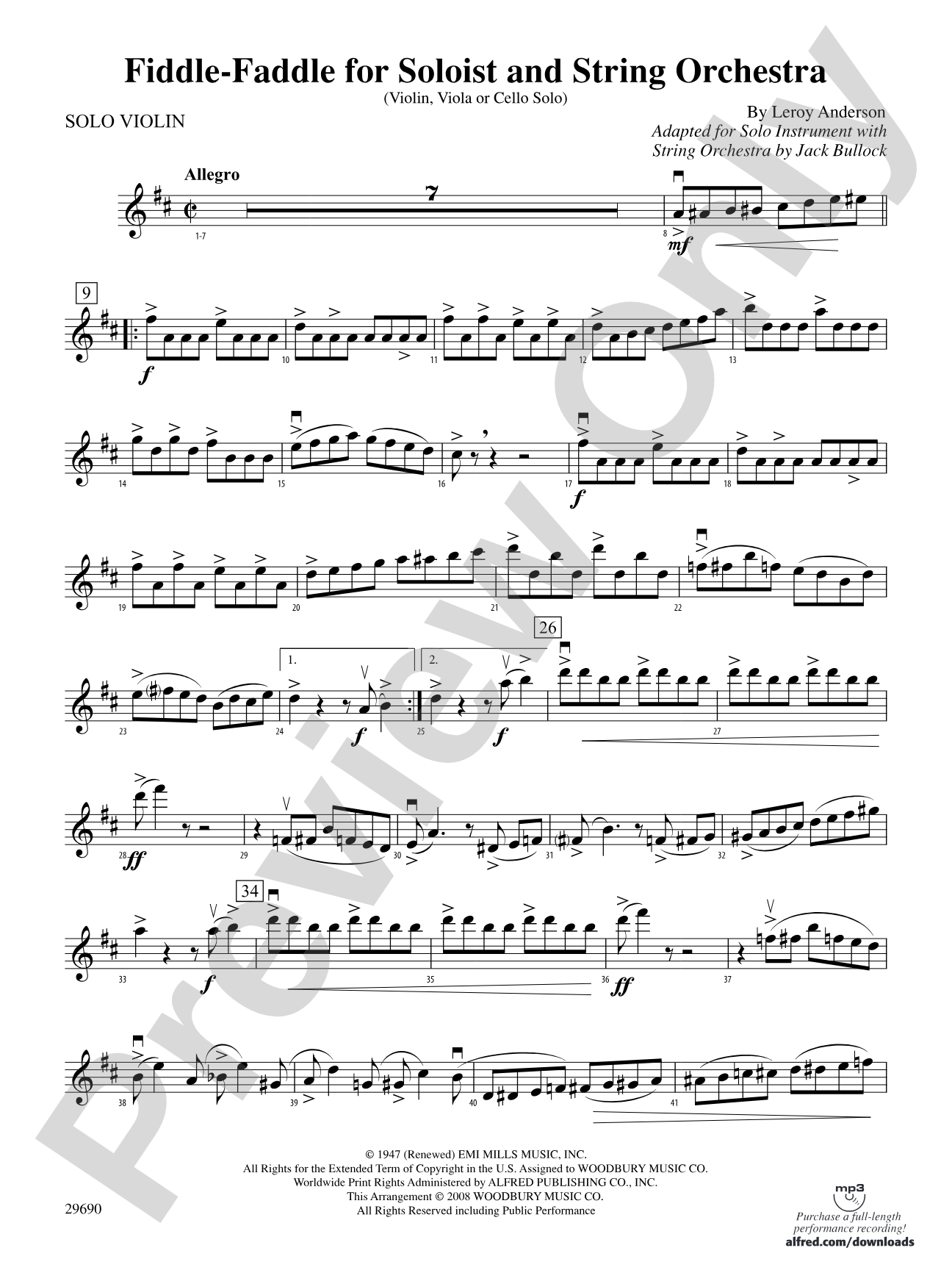 Fiddle-Faddle (for Soloist and String Orchestra): Solo Violin