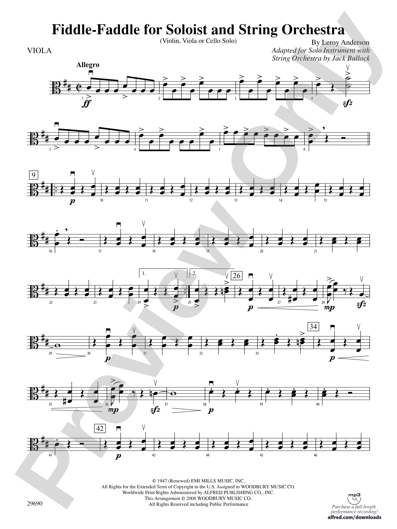 Fiddle-Faddle (for Soloist and String Orchestra): Viola