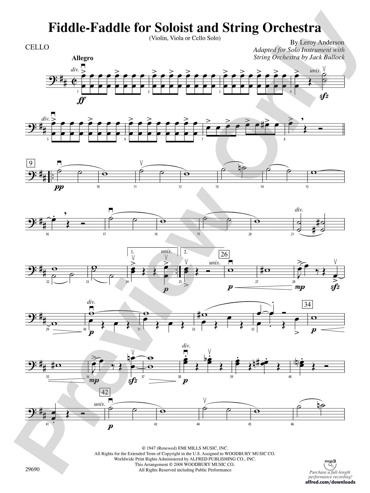 Fiddle-Faddle (for Soloist and String Orchestra): Cello