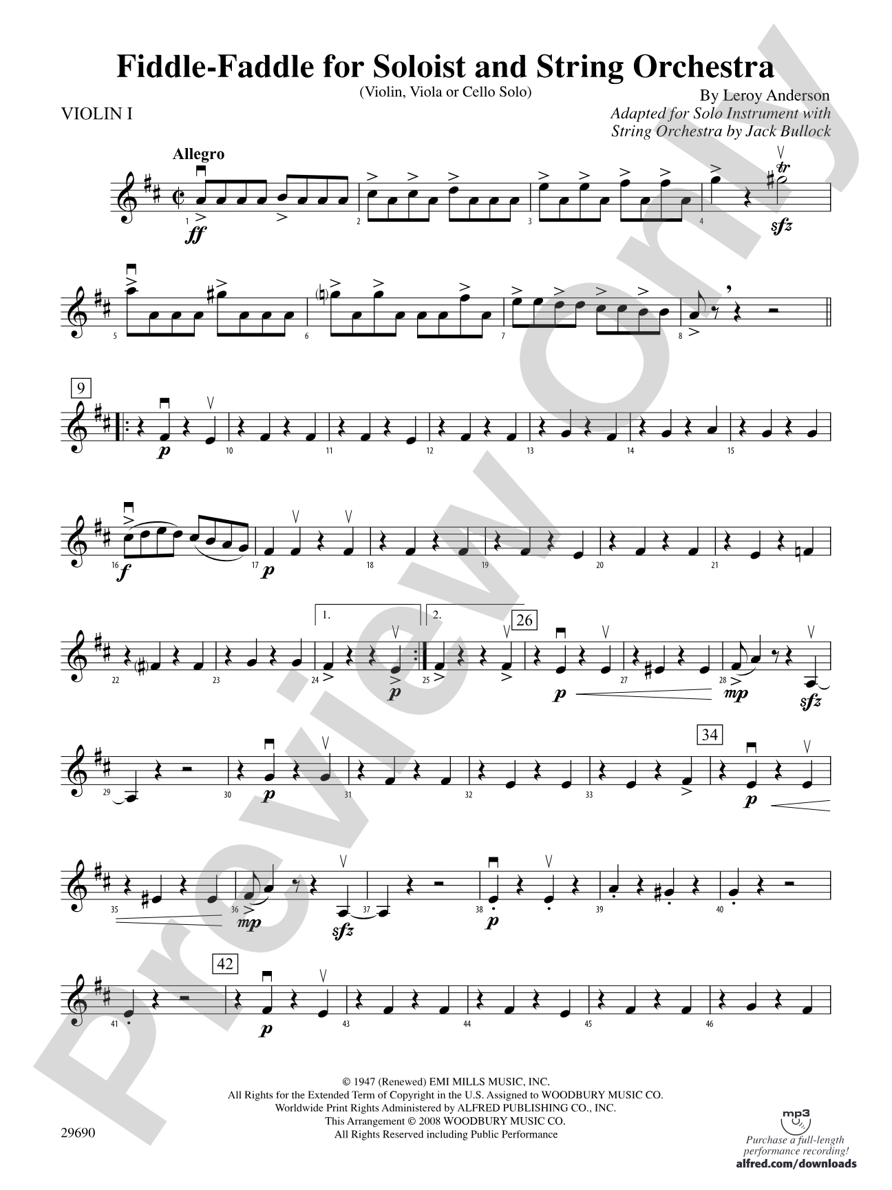 Fiddle-Faddle (for Soloist and String Orchestra): 1st Violin