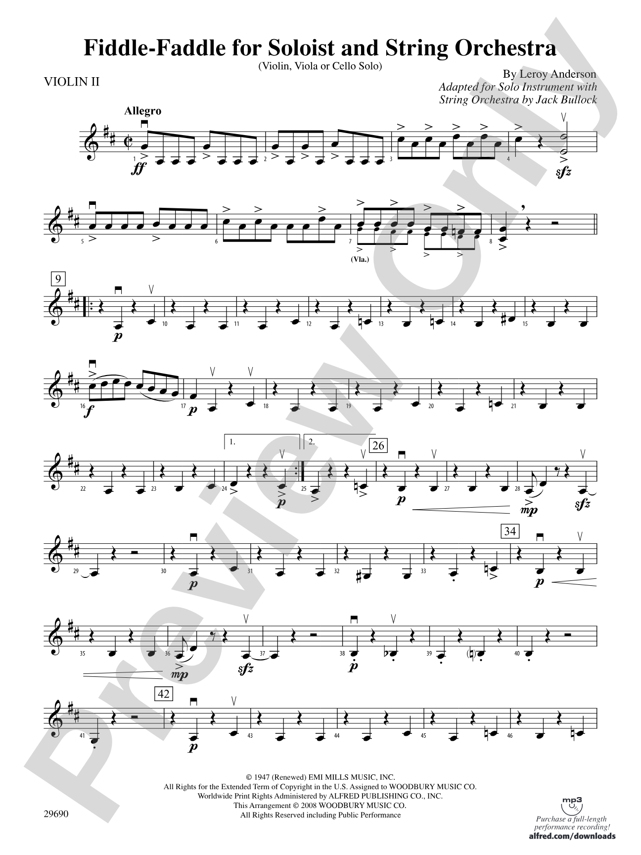 Fiddle-Faddle (for Soloist and String Orchestra): 2nd Violin