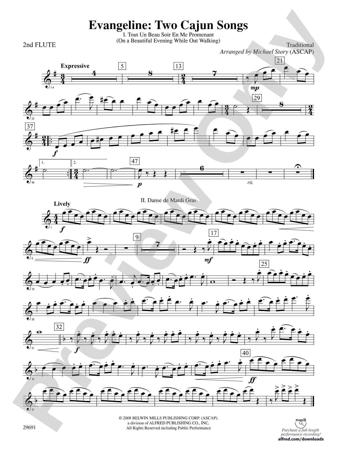 Evangeline: Two Cajun Songs: 2nd Flute
