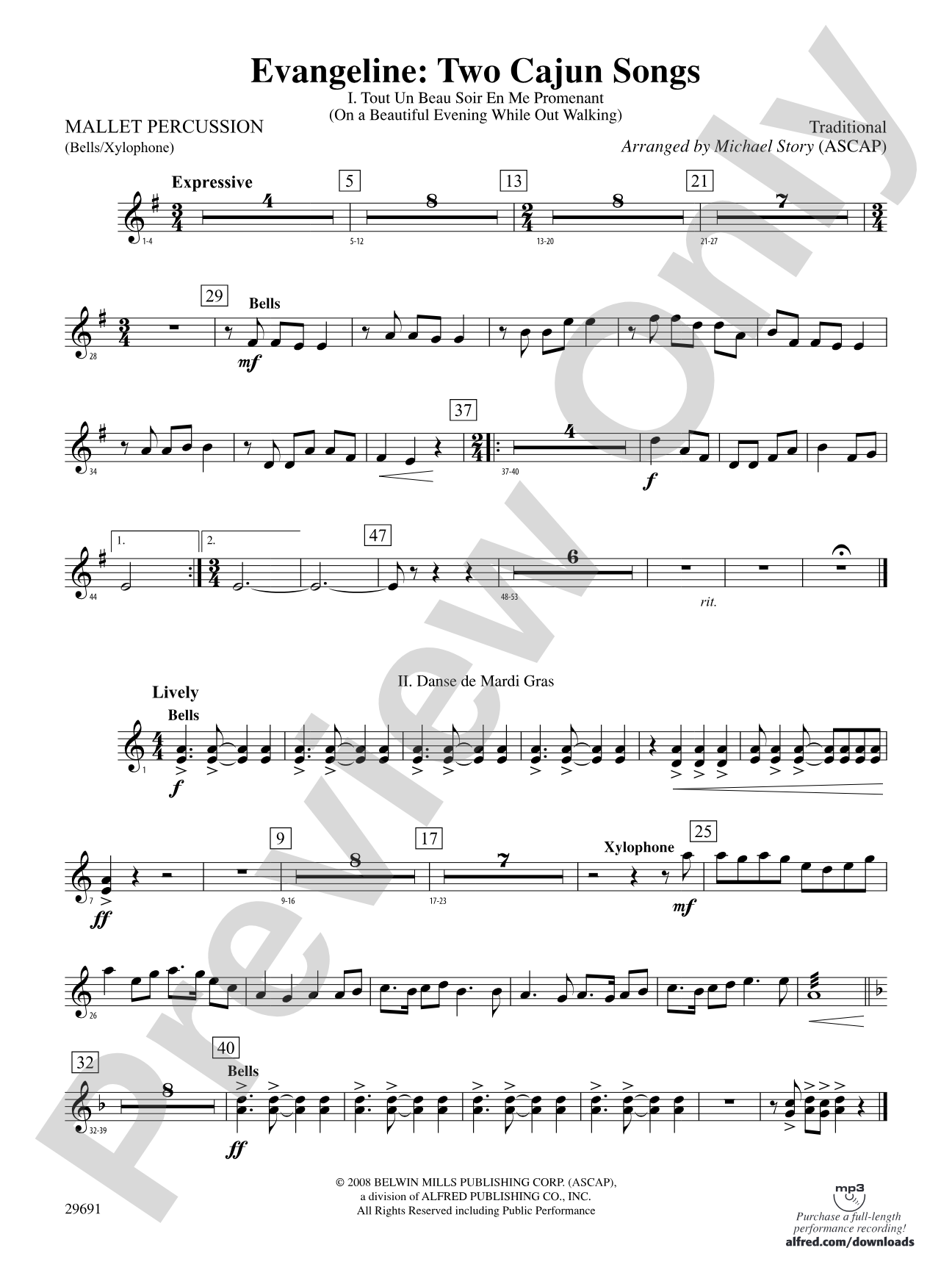 Evangeline: Two Cajun Songs: Mallets