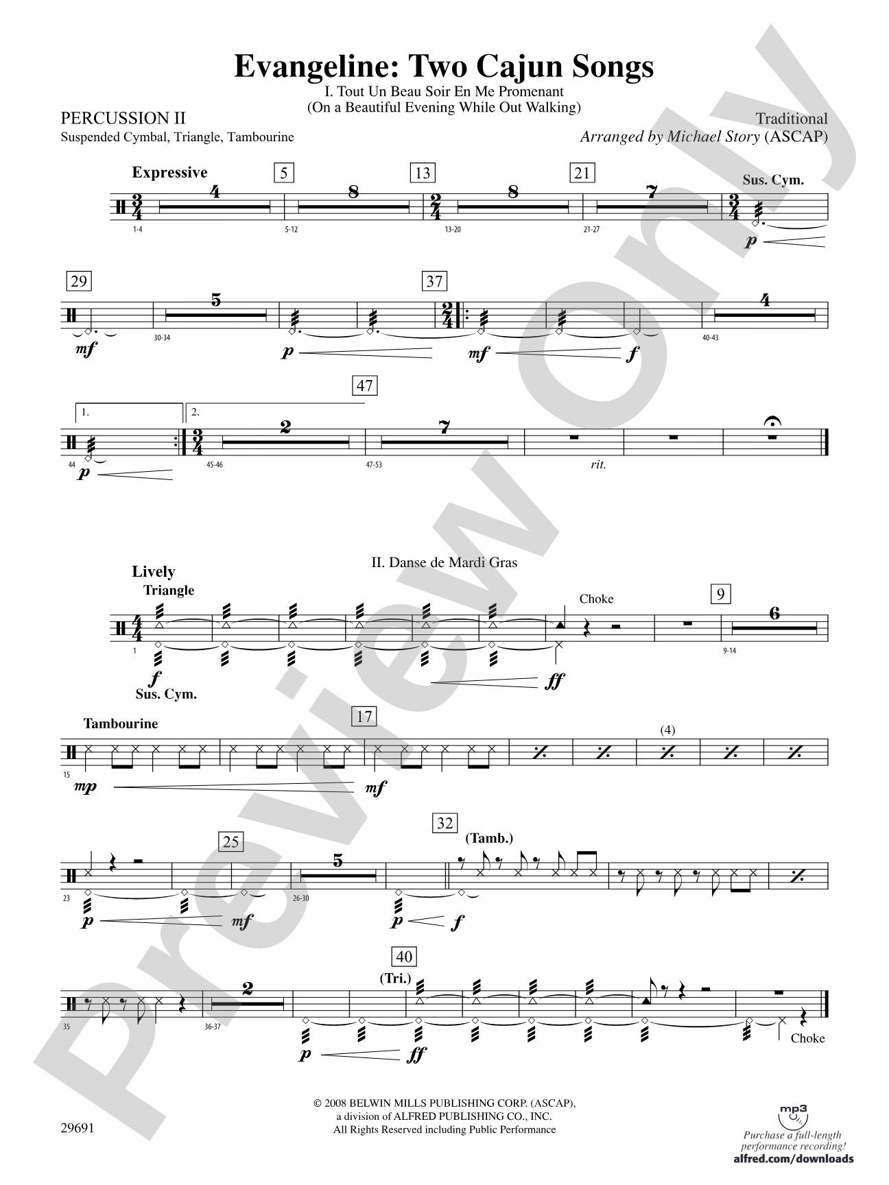 Evangeline: Two Cajun Songs: 2nd Percussion