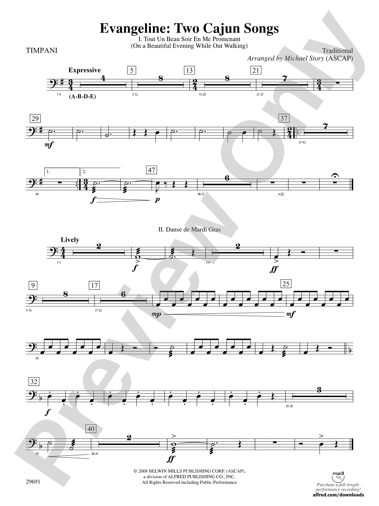 Evangeline: Two Cajun Songs: Timpani