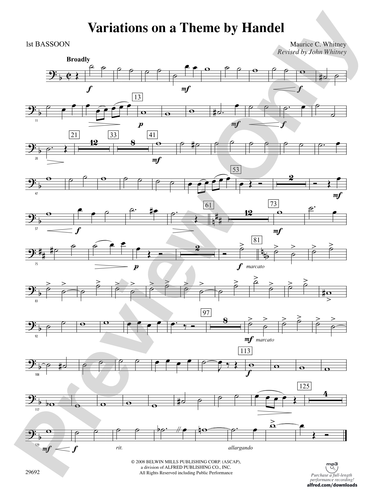 Variations on a Theme by Handel: Bassoon