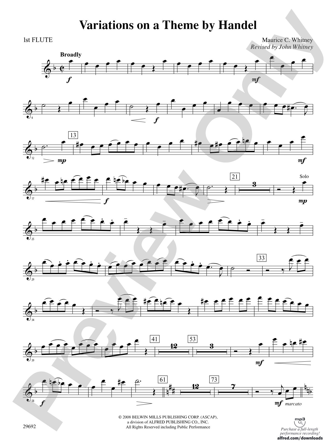 Variations on a Theme by Handel: Flute
