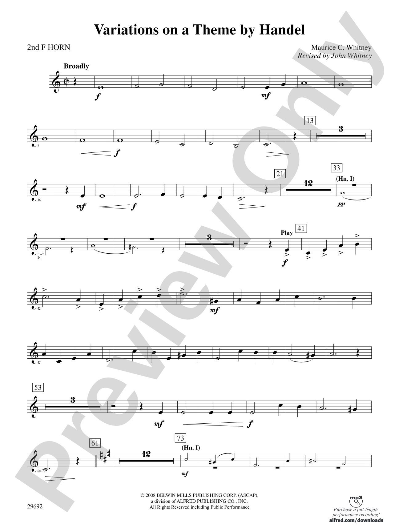 Variations on a Theme by Handel: 2nd F Horn