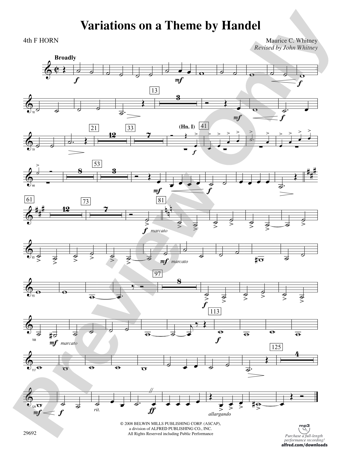 Variations on a Theme by Handel: 4th F Horn