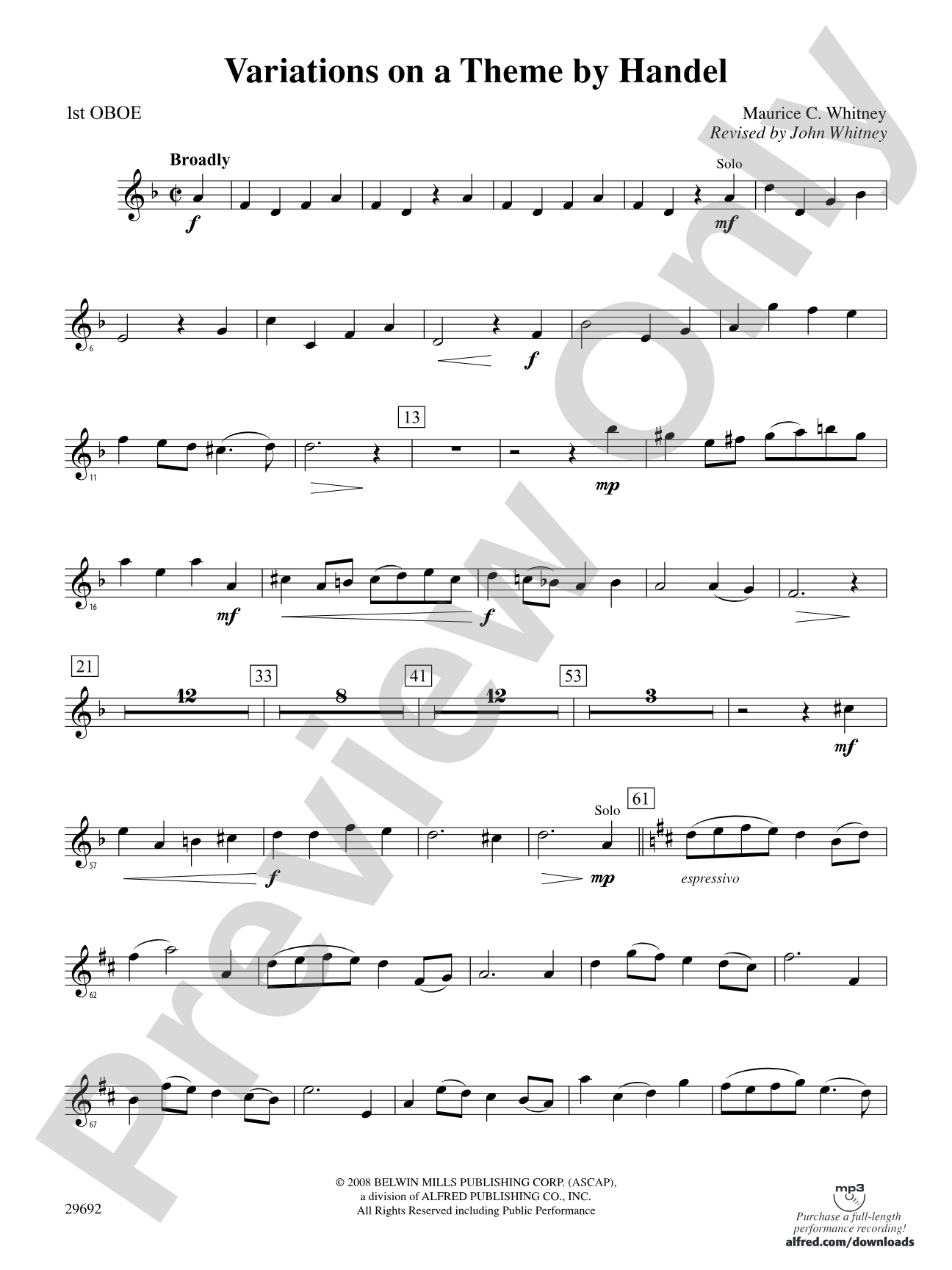 Variations on a Theme by Handel: Oboe