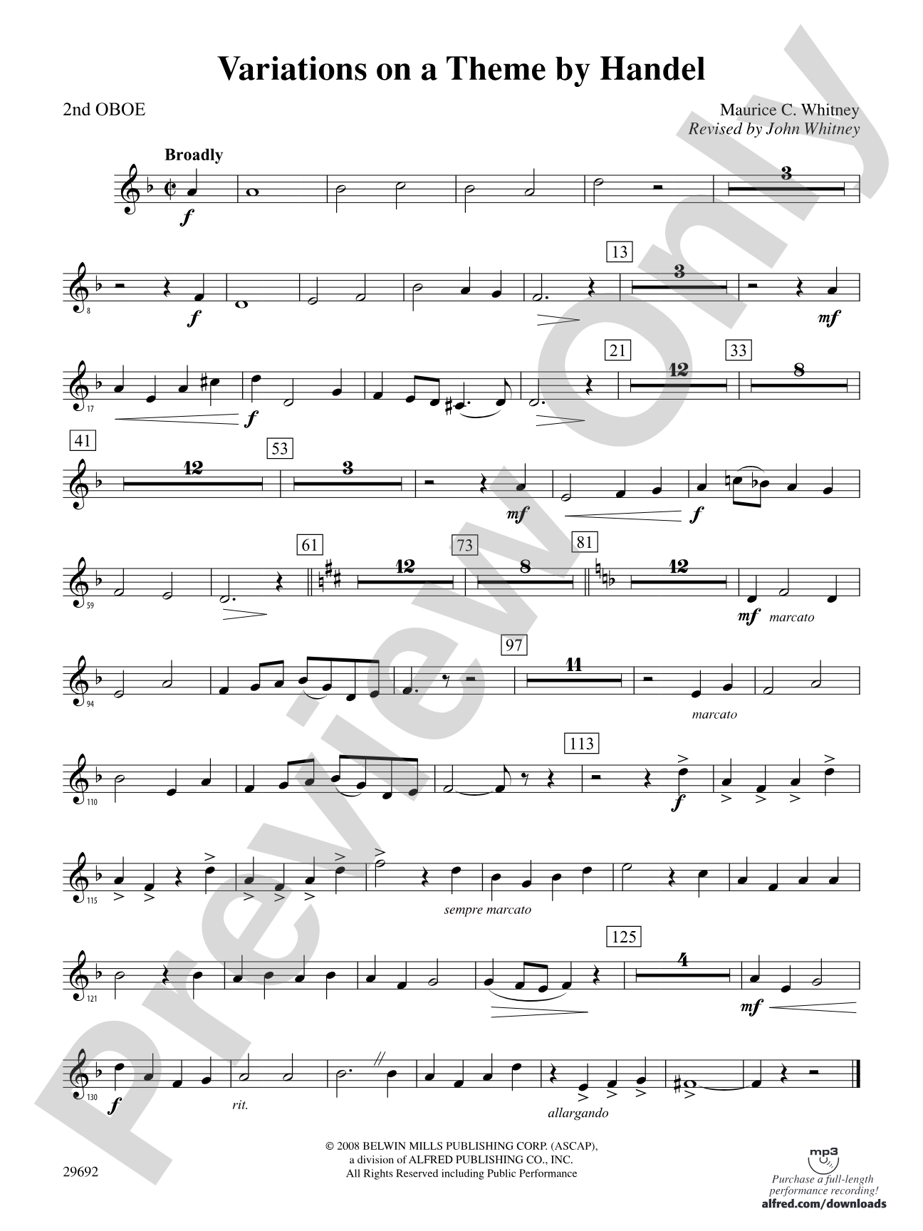 Variations on a Theme by Handel: 2nd Oboe