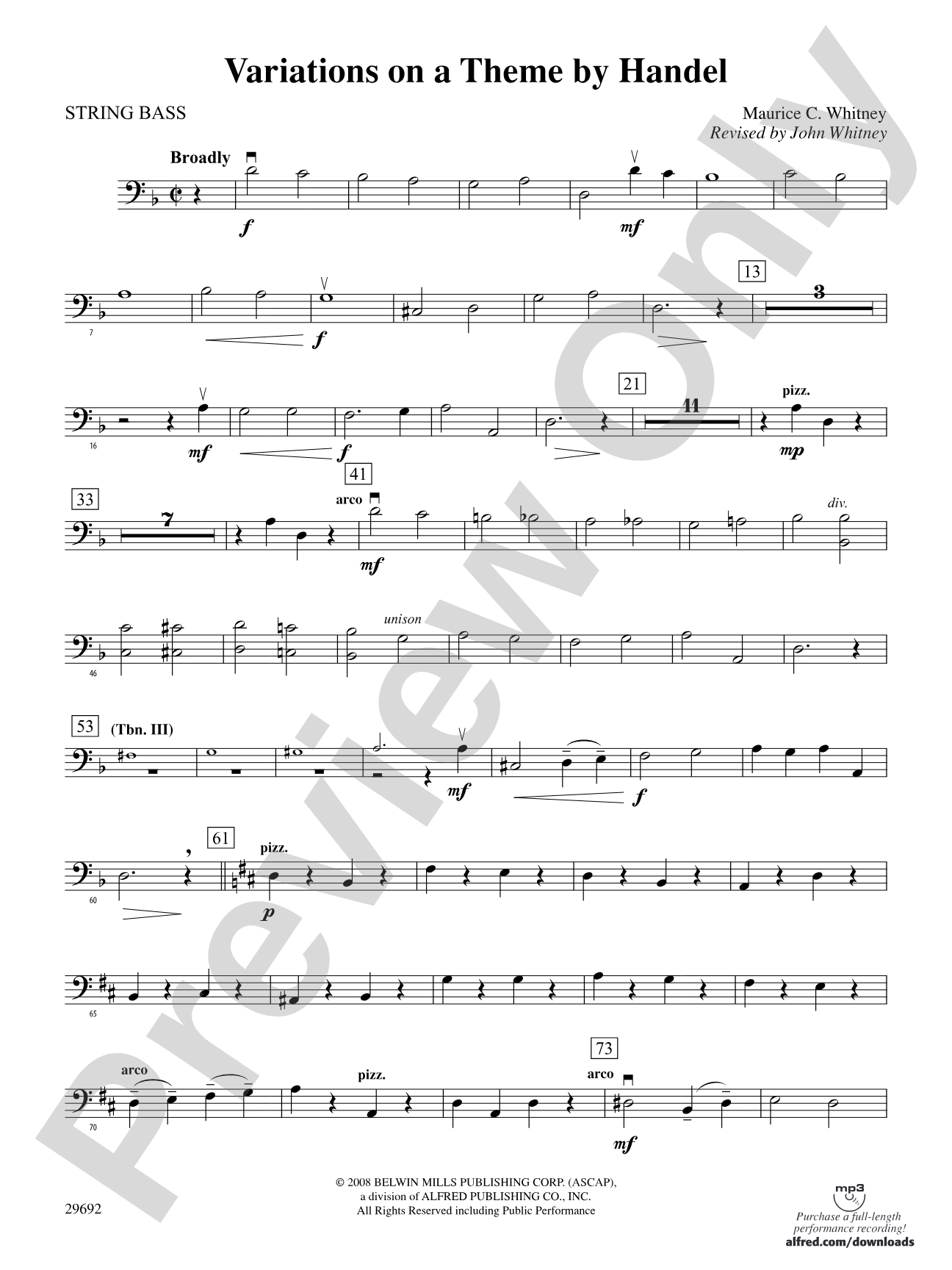 Variations on a Theme by Handel: String Bass