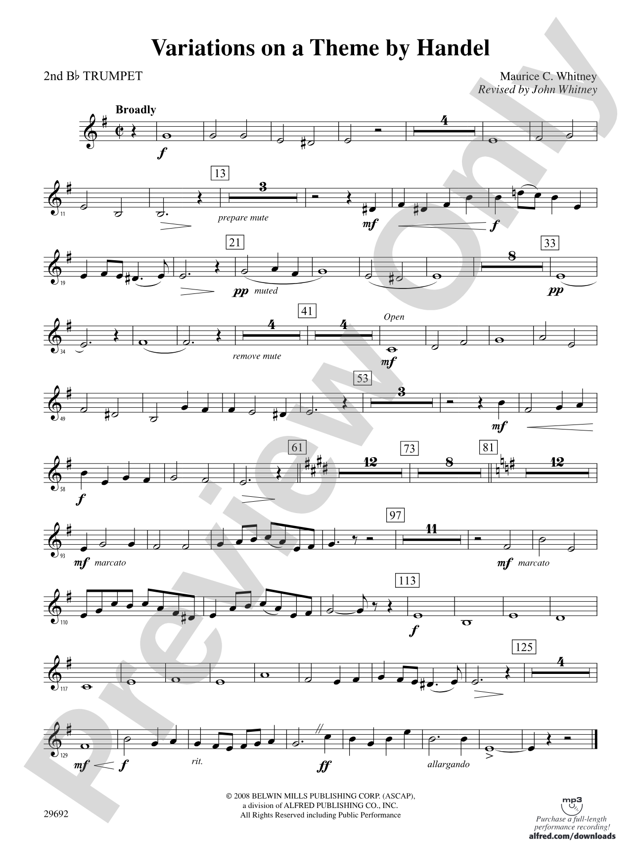 Variations on a Theme by Handel: 2nd B-flat Trumpet