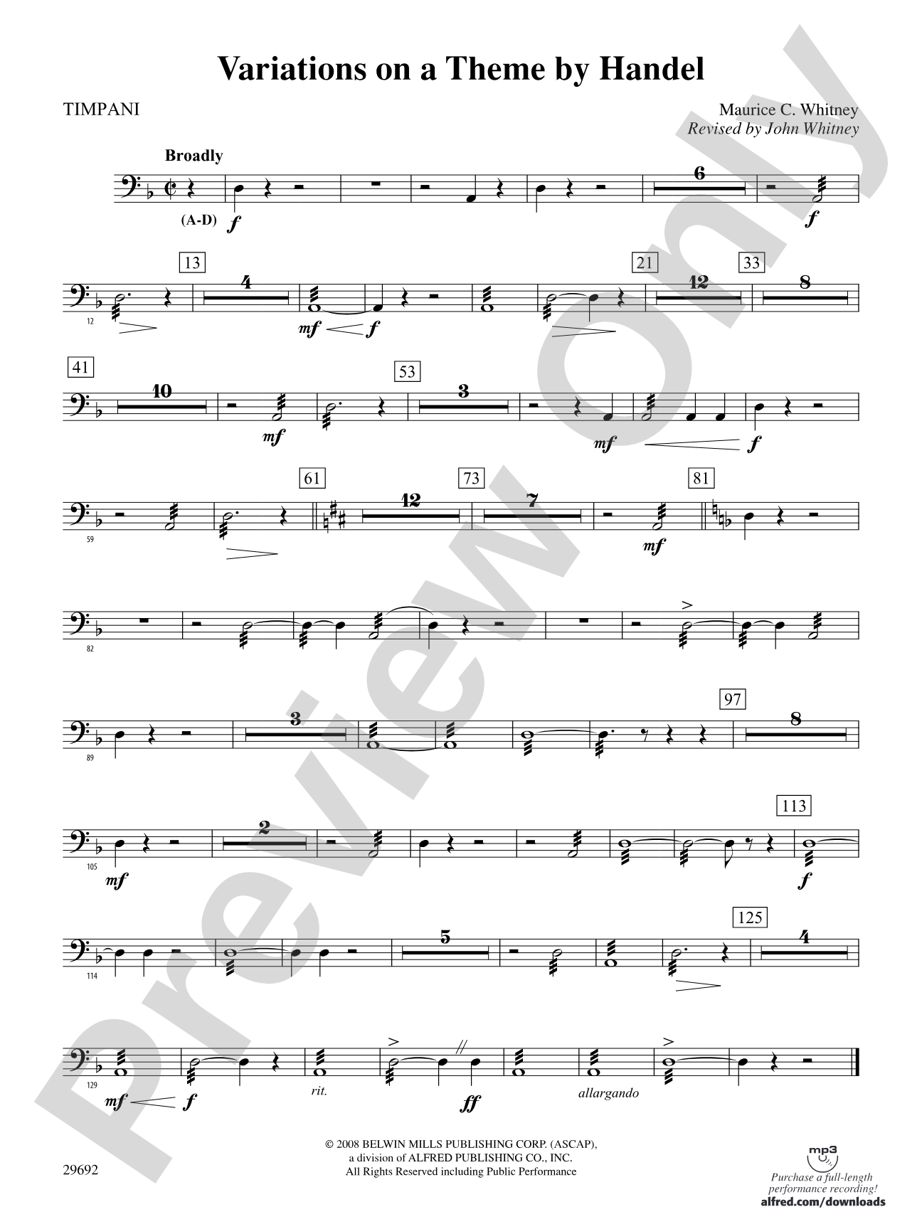 Variations on a Theme by Handel: Timpani