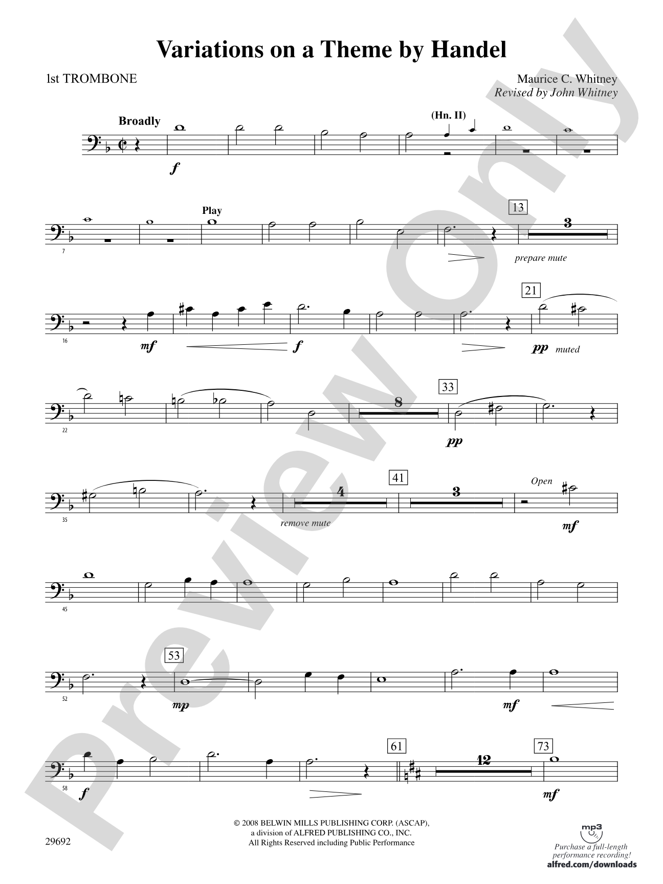 Variations on a Theme by Handel: 1st Trombone