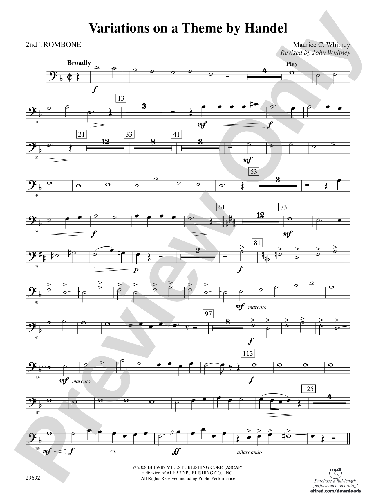 Variations on a Theme by Handel: 2nd Trombone